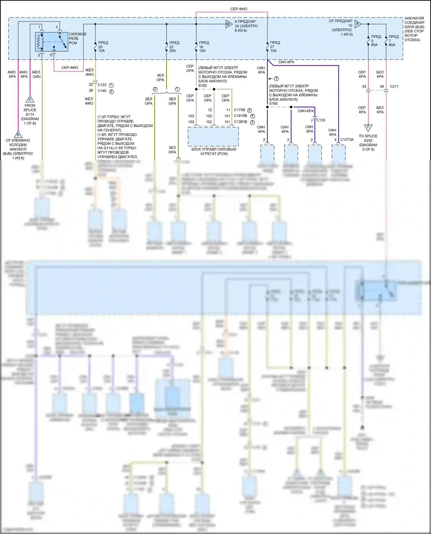 Fiesta Ford Mk6 рестайлинг (2012-2019): Электросхема блока предохранителей реле (2 из 6) 
