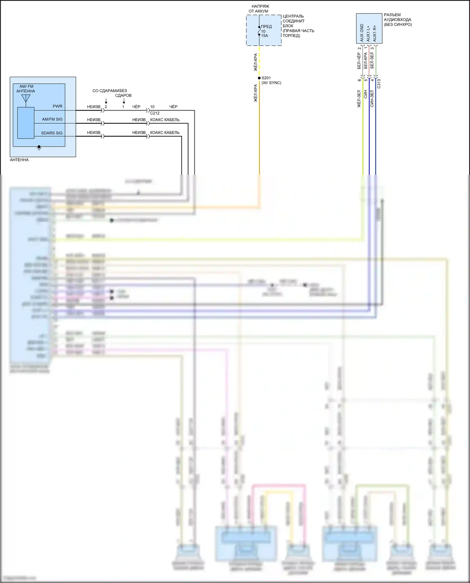 Fiesta Ford Mk6 рестайлинг (2012-2019): Электросхема базовой магнитолы 