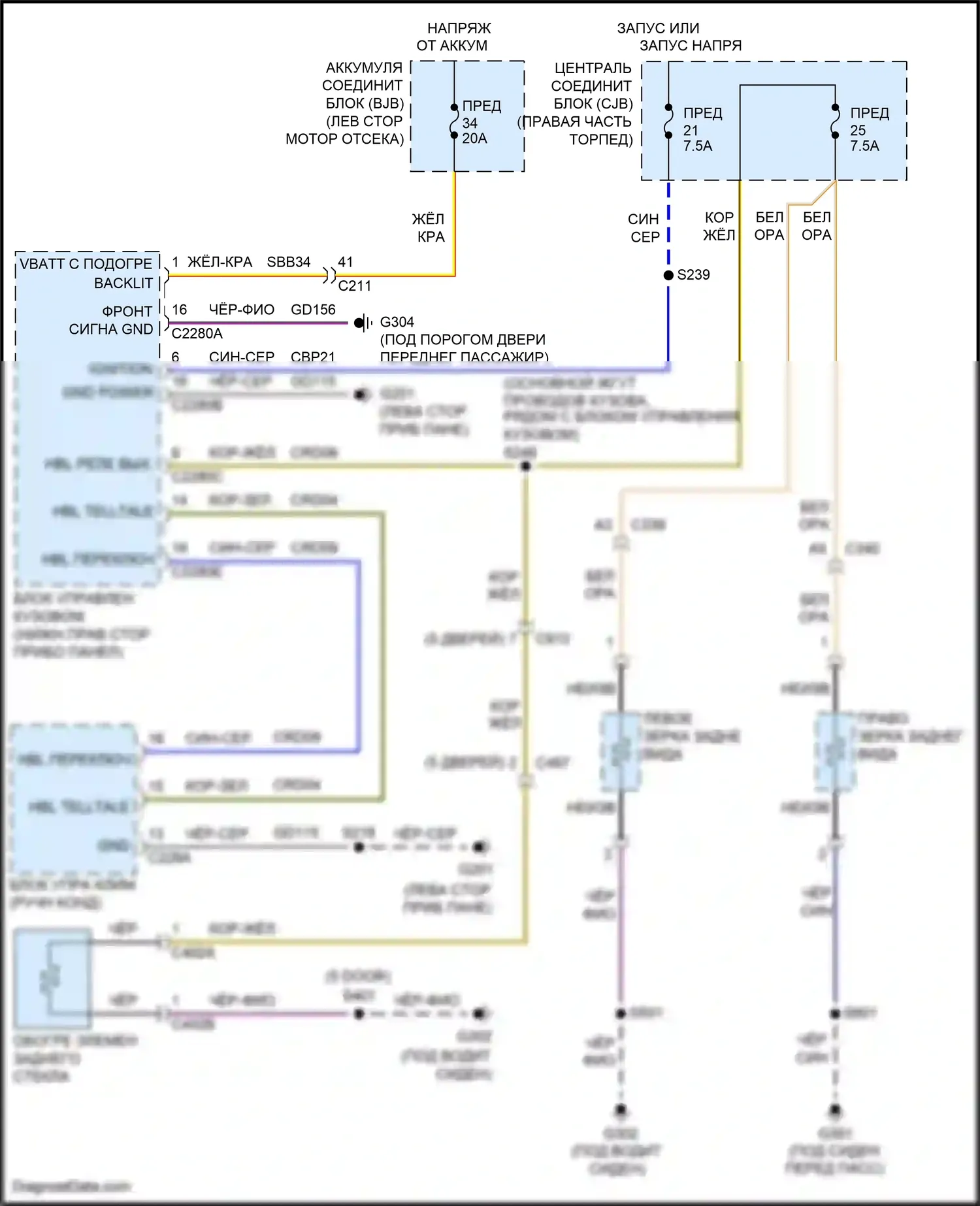 Fiesta Ford Mk6 рестайлинг (2012-2019): Электросхема подогрева стекол 