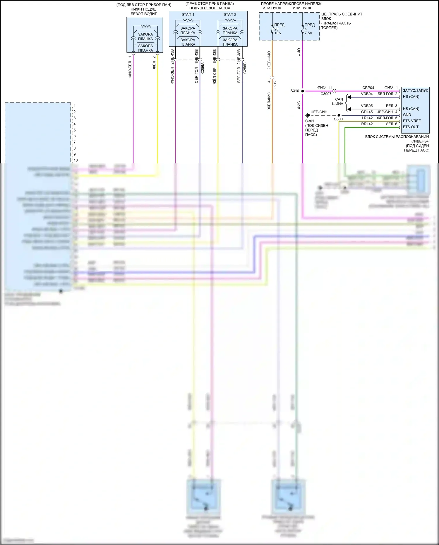 Fiesta Ford Mk6 рестайлинг (2012-2019): Электросхема подушек безопасности (1 из 3) 