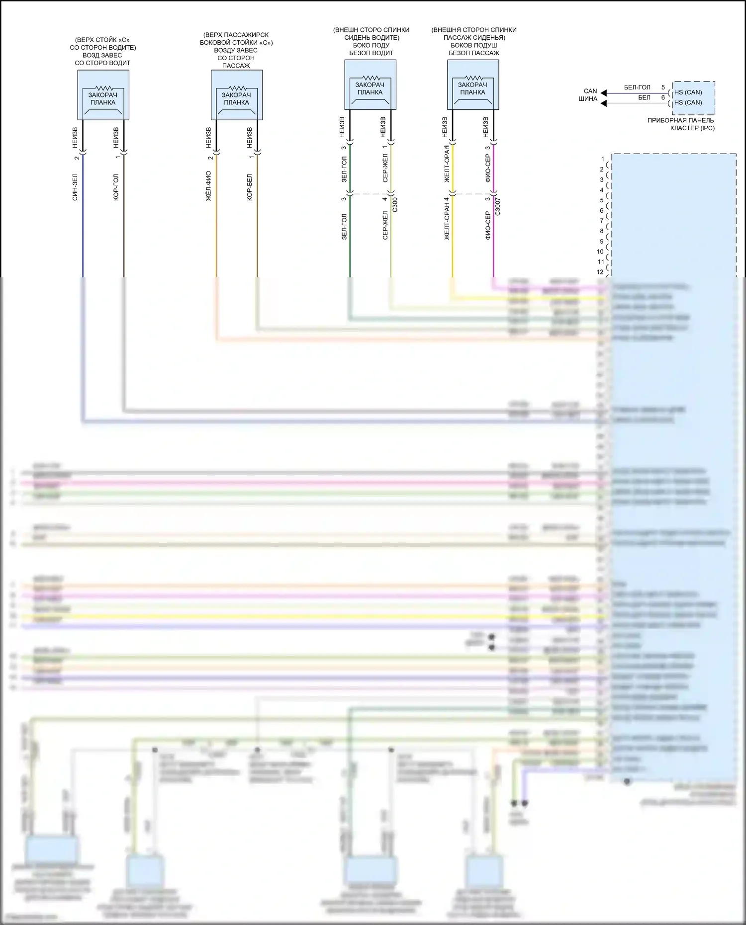 Fiesta Ford Mk6 рестайлинг (2012-2019): Электросхема подушек безопасности (3 из 3) 