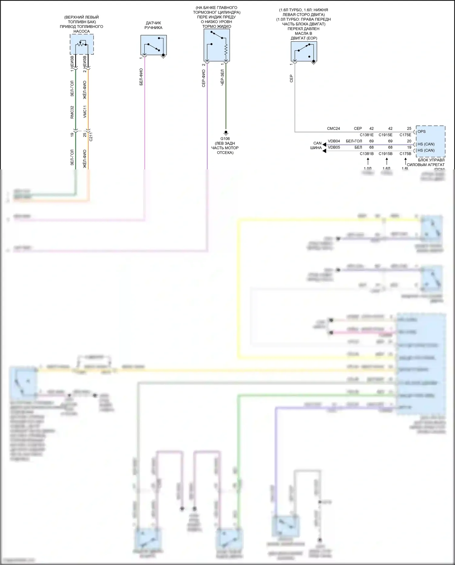 Fiesta Ford Mk6 рестайлинг (2012-2019): Электросхема приборной панели (2 из 2) 