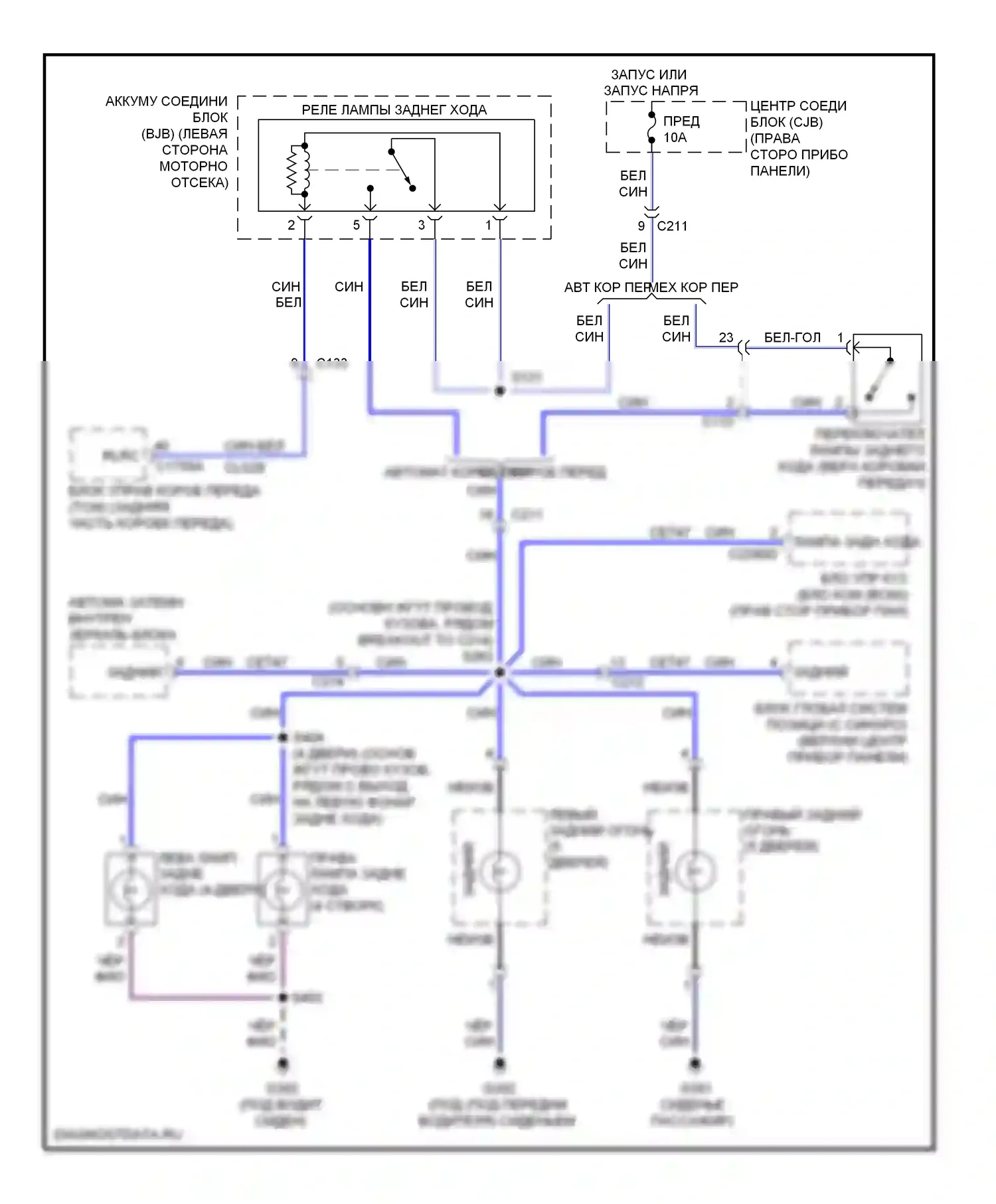 Fiesta Ford Mk6 (2008-2013): Электросхема фонарей заднего хода 