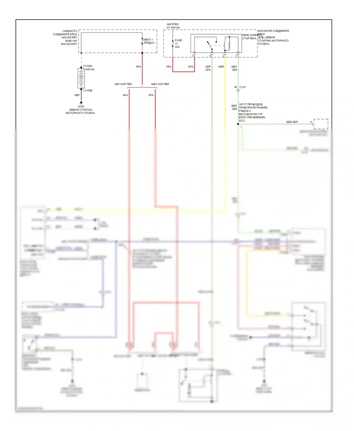 Fiesta Ford Mk6 (2008-2013): Электросхема стартера, с интеллектуальным доступом 