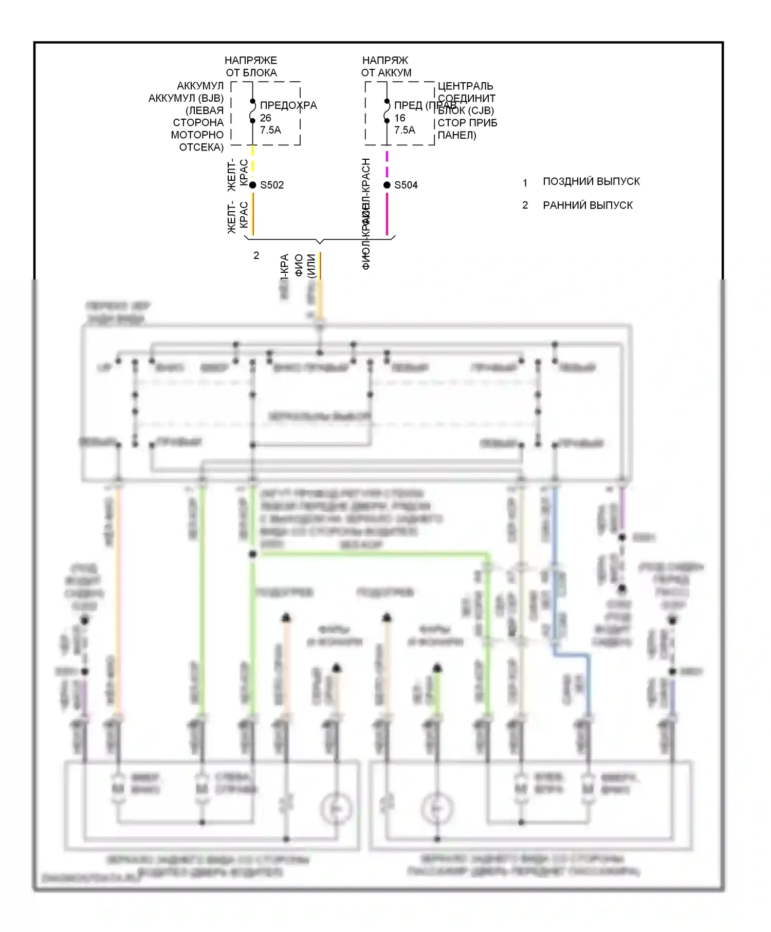 Fiesta Ford Mk6 (2008-2013): Электросхема управления зеркалами заднего вида 