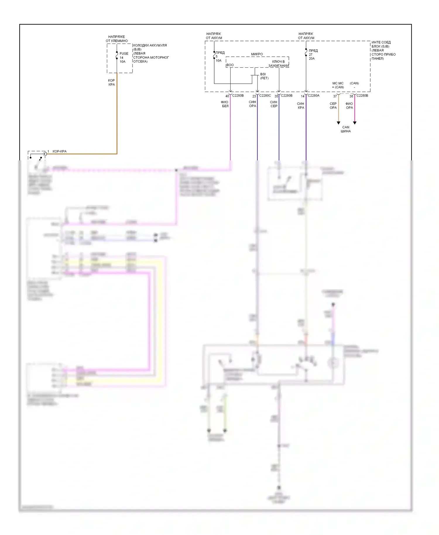 Flex Ford I (2008-2013): Электросхема блокировки селектора 