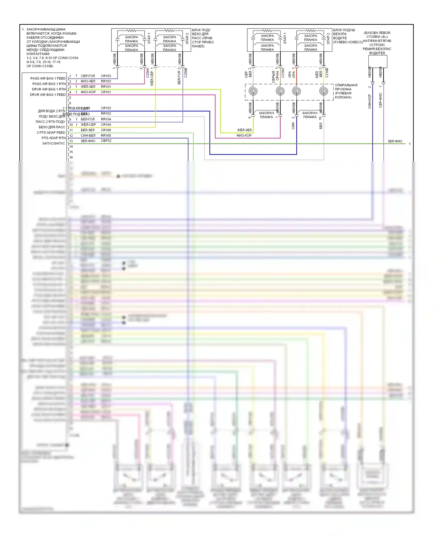 Flex Ford I (2008-2013): Электросхема подушек безопасности (1 из 2) 