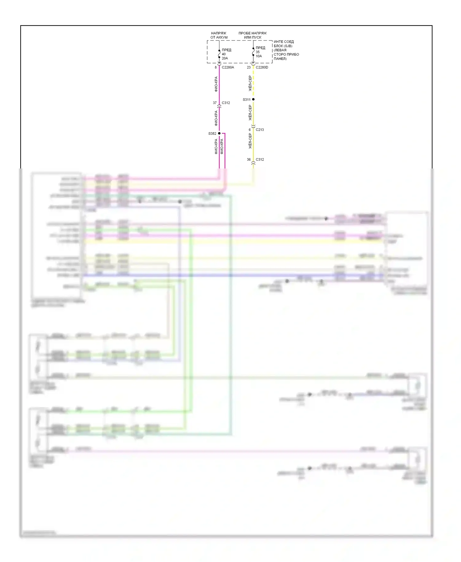 Flex Ford I (2008-2013): Электросхема задних обогреваемых сидений 
