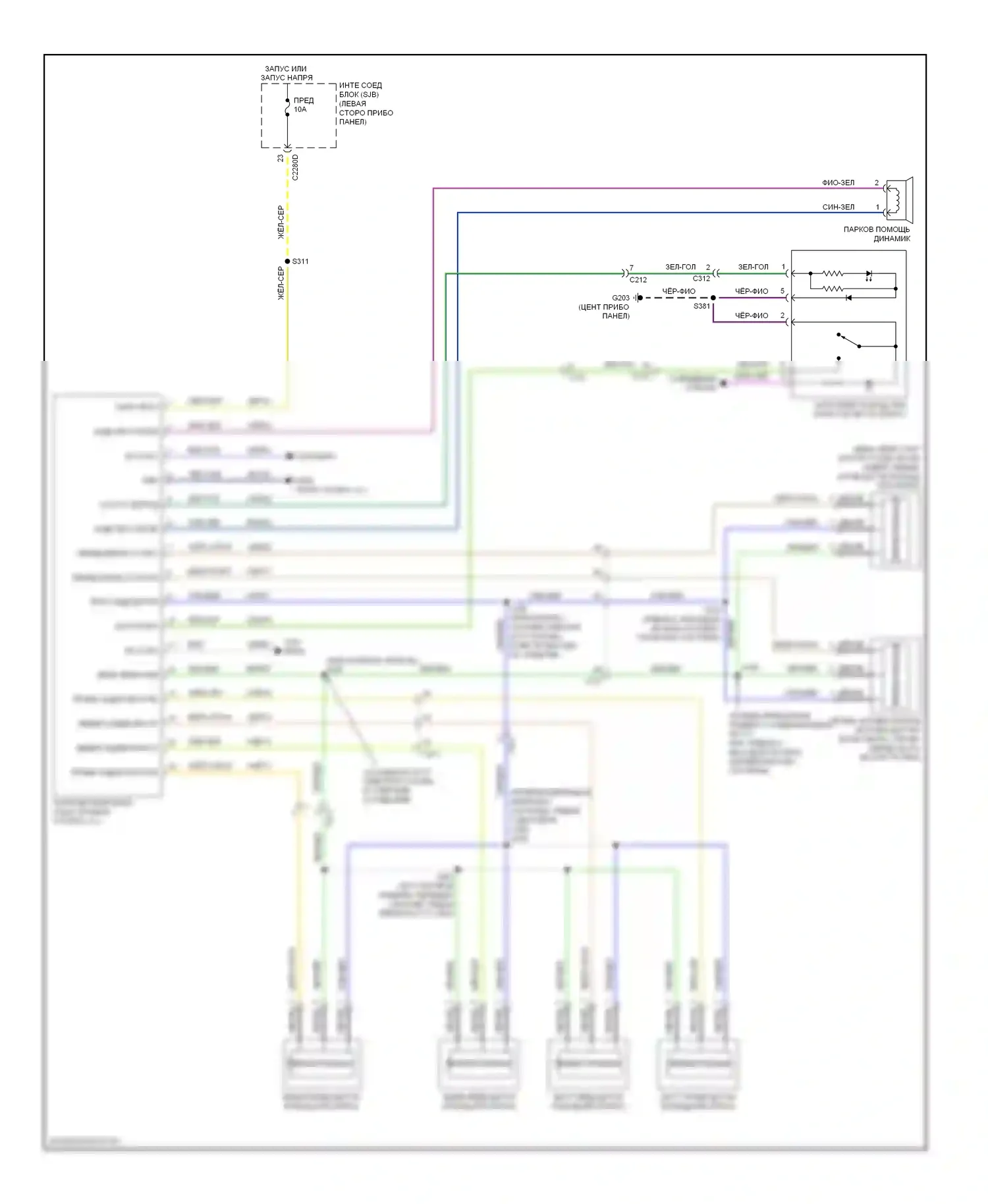 Flex Ford I (2008-2013): Электросхема парктроника 