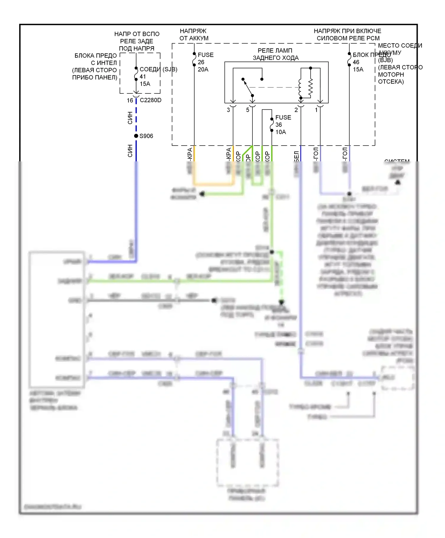 Flex Ford I (2008-2013): Электросхема электрохромного зеркала 