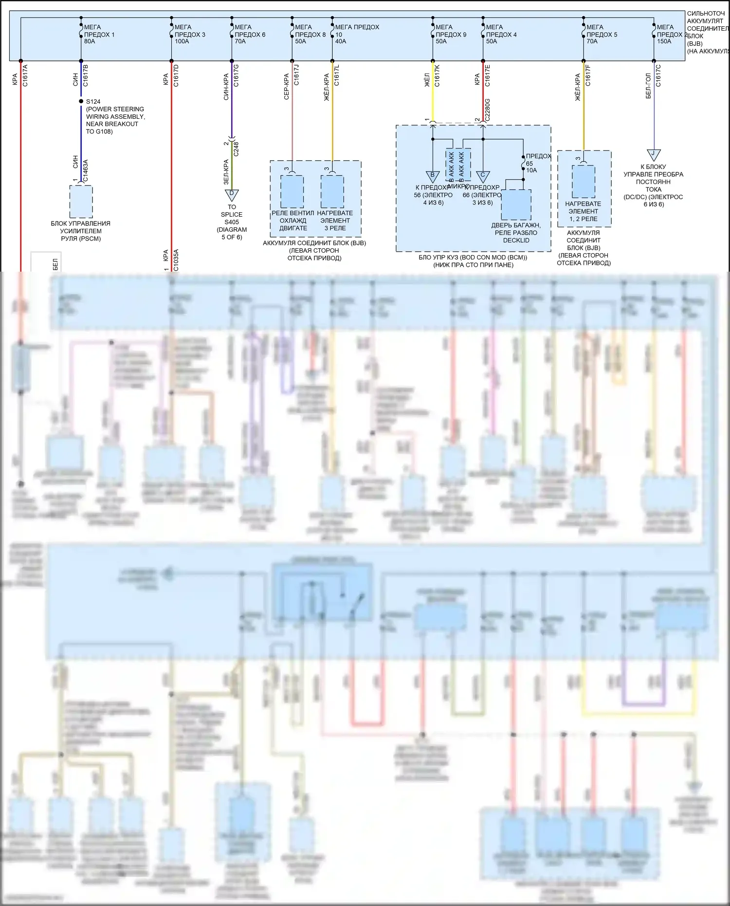 Focus RS Ford III (2016-2018): Электросхема блока предохранителей реле, электрическая (1 из 6) 