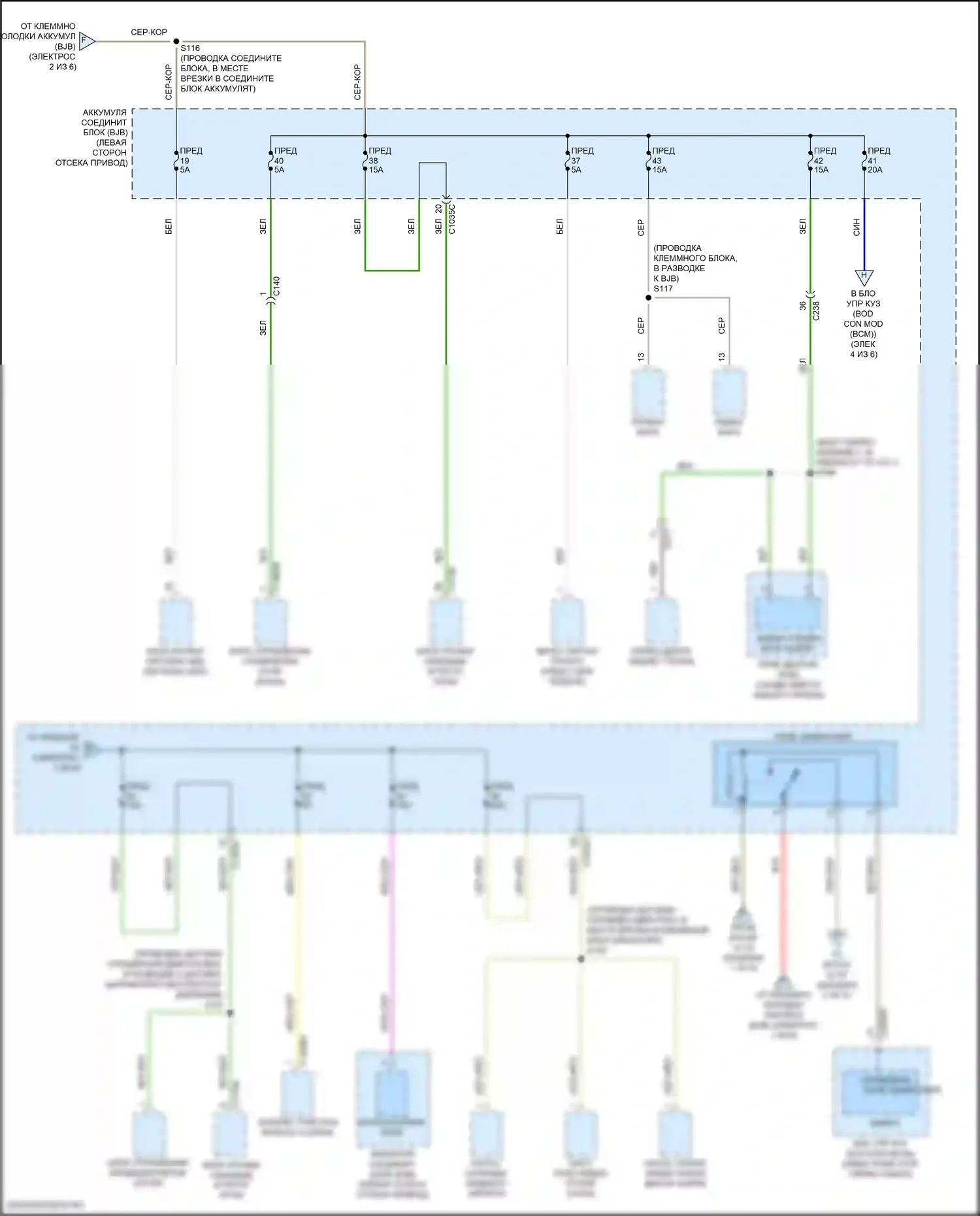Focus RS Ford III (2016-2018): Электросхема блока предохранителей реле, электрическая (2 из 6) 