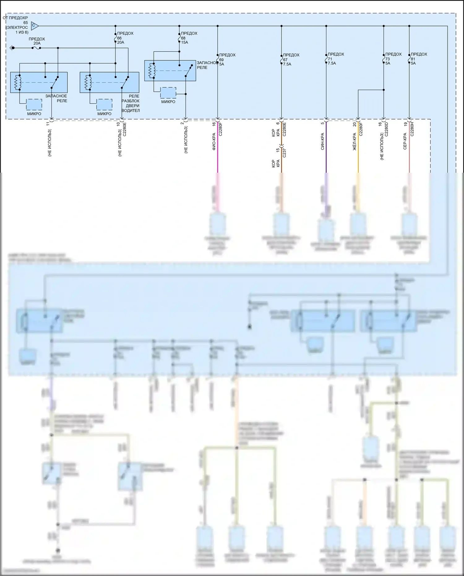 Focus RS Ford III (2016-2018): Электросхема блока предохранителей реле, электрическая (3 из 6) 