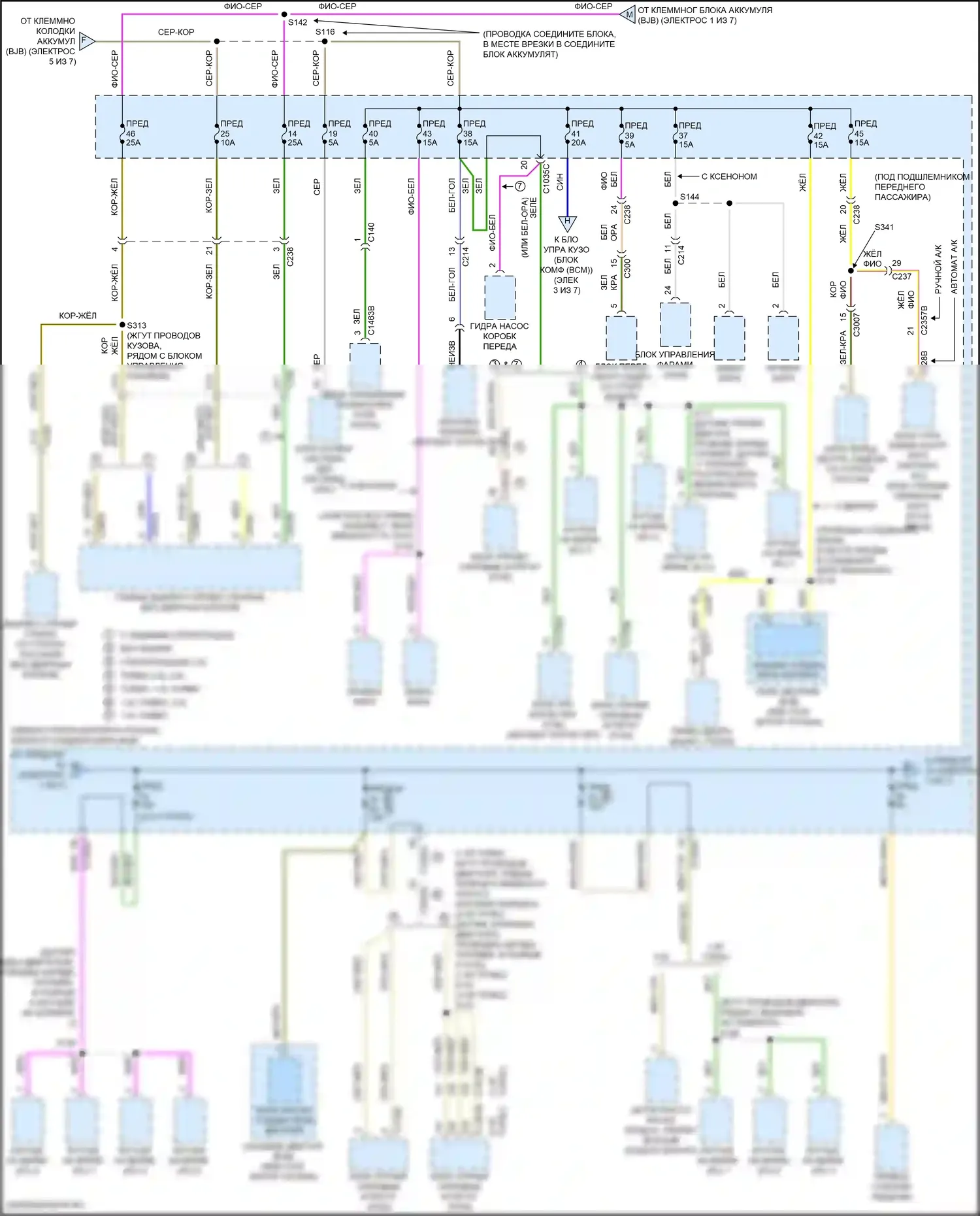 Focus RS Ford III (2016-2018): Электросхема блока предохранителей реле, кроме электрического и rs (2 из 7) 