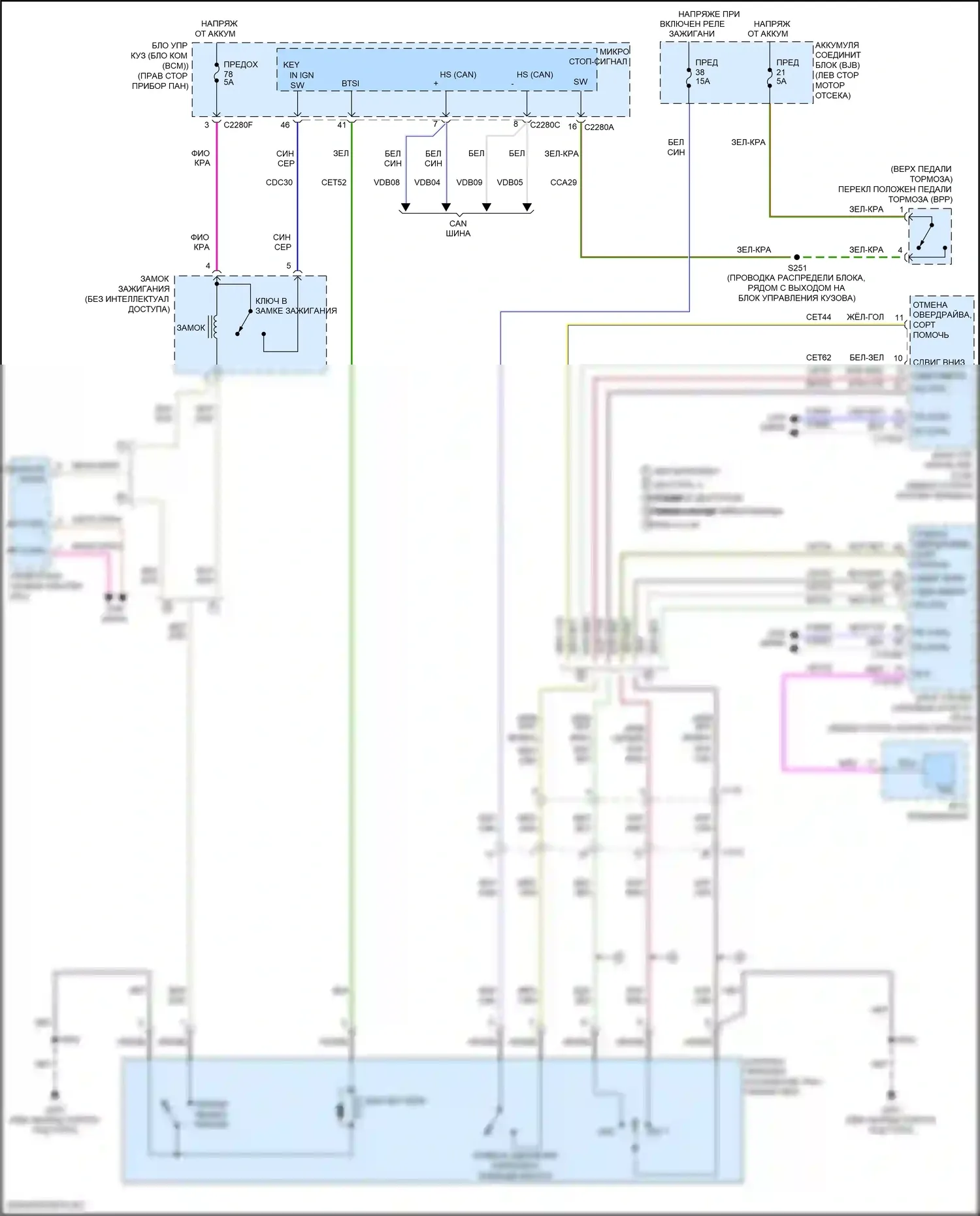 Focus RS Ford III (2016-2018): Электросхема блокировки селектора, кроме электрической 