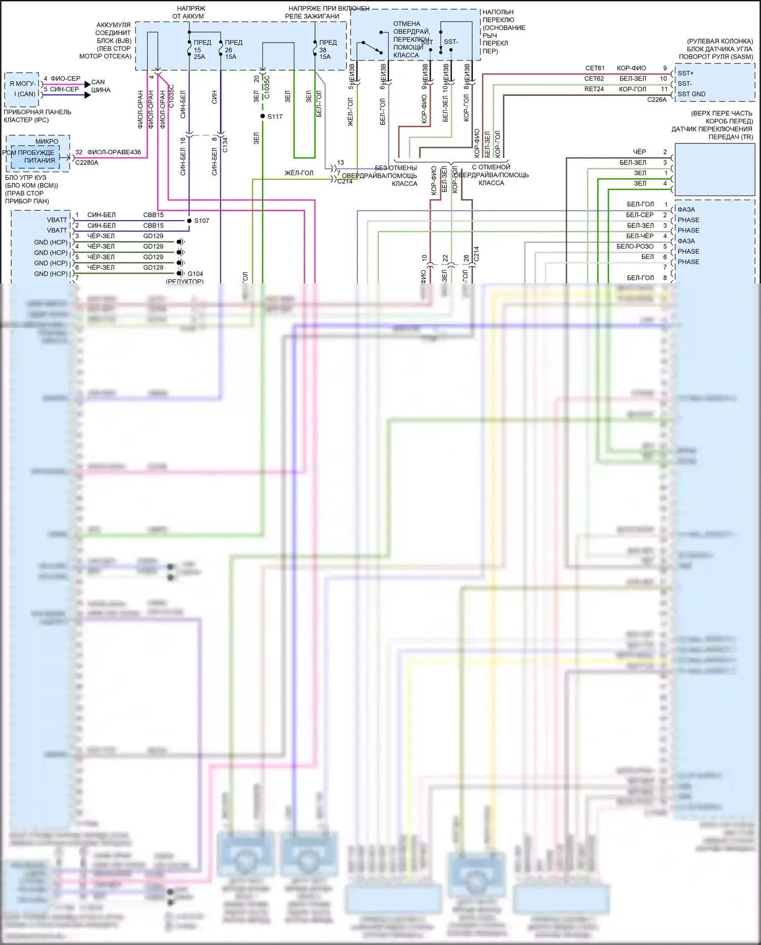 Focus RS Ford III (2016-2018): 2,0л турбо, электросхема автоматической коробки передач 