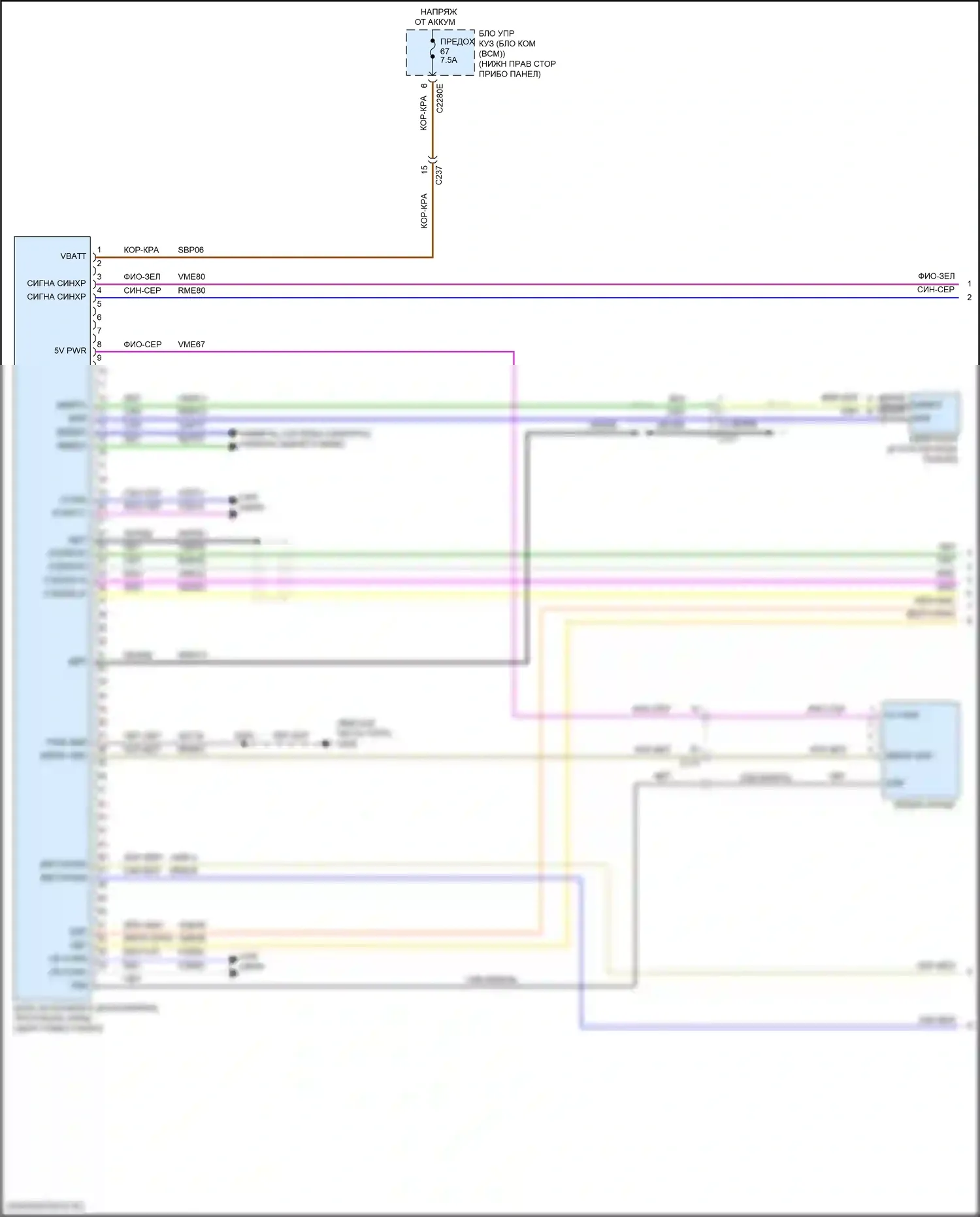Focus RS Ford III (2016-2018): Электросхема магнитолы синхронизации (1 из 2) 