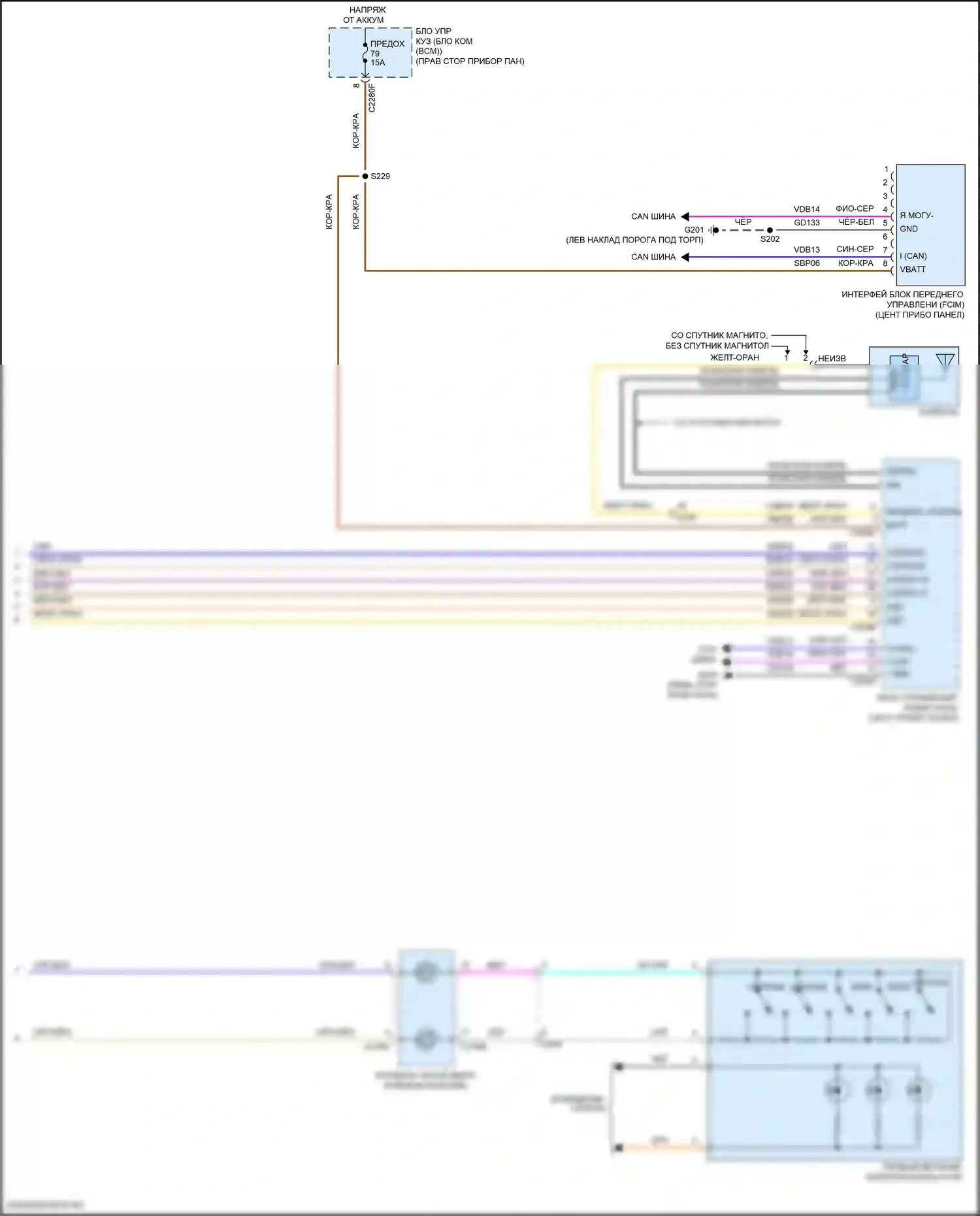 Focus RS Ford III (2016-2018): Электросхема магнитолы синхронизации, кроме электрических и rs с генератором синхронизации 3 (2 из 2) 