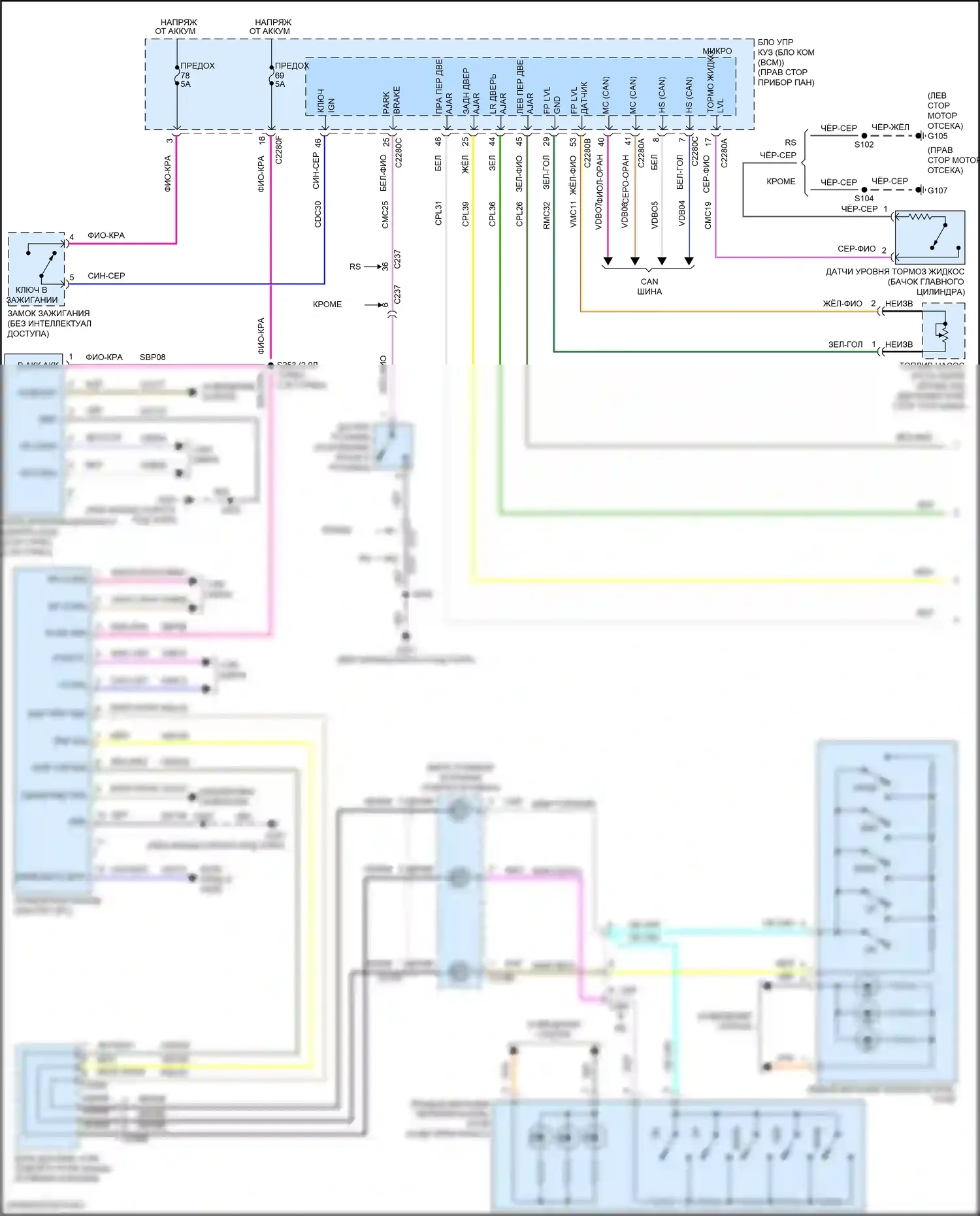 Focus RS Ford III (2016-2018): Электросхема приборной панели, кроме электрической (1 из 2) 