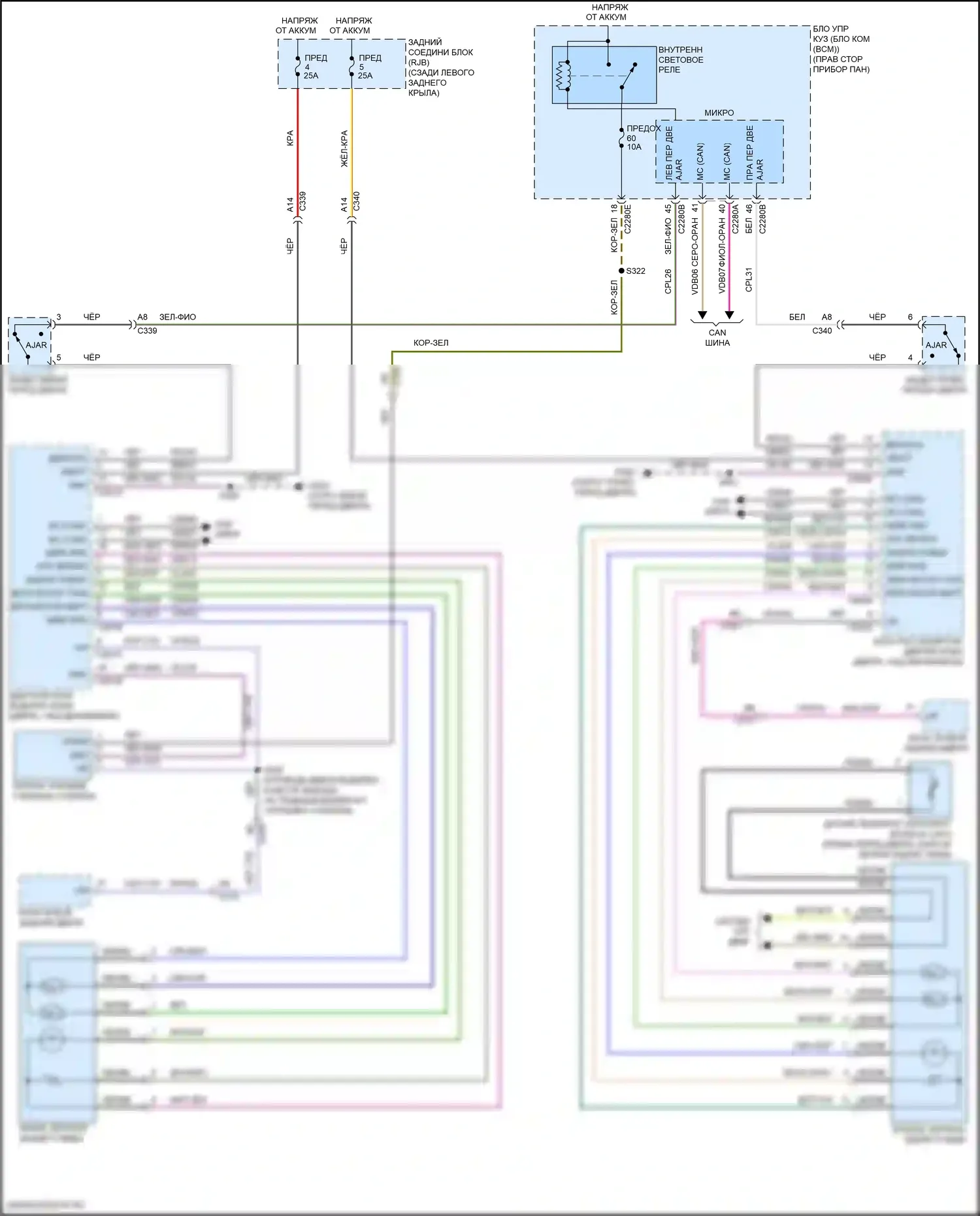 Focus RS Ford III (2016-2018): Электросхема управления зеркалами заднего вида, rs 