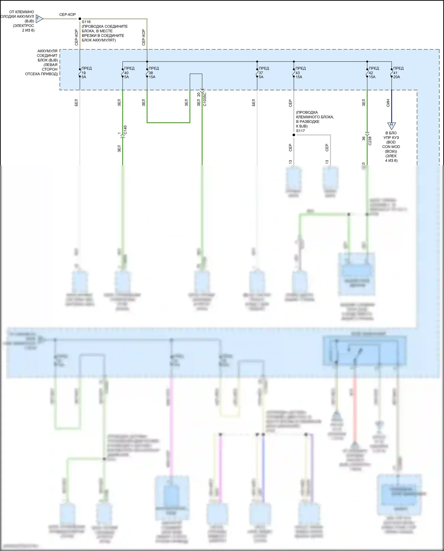 Focus ST Ford III рестайлинг (2015-2018): Электросхема блока предохранителей реле, электрическая (2 из 6) 