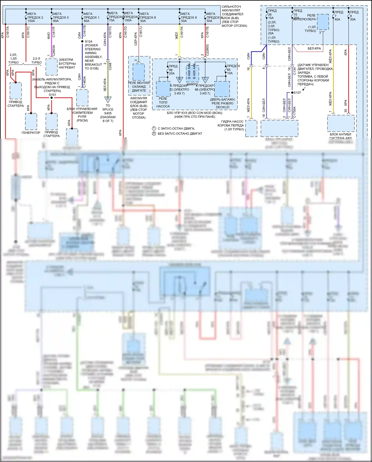 Focus ST Ford III рестайлинг (2015-2018): Электросхема блока предохранителей реле, кроме электрического и rs (1 из 7) 
