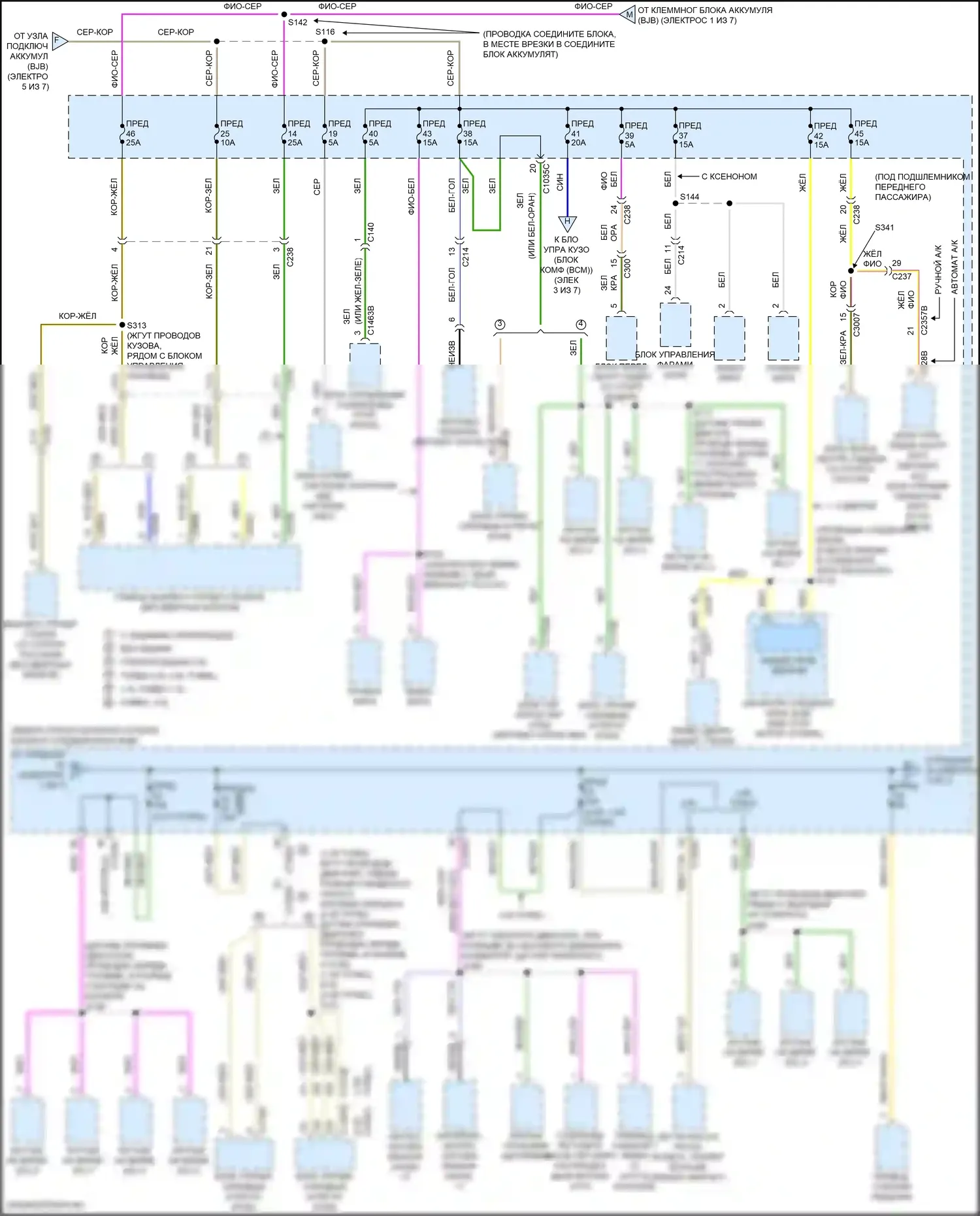 Focus ST Ford III рестайлинг (2015-2018): Электросхема блока предохранителей реле, кроме электрического и rs (2 из 7) 