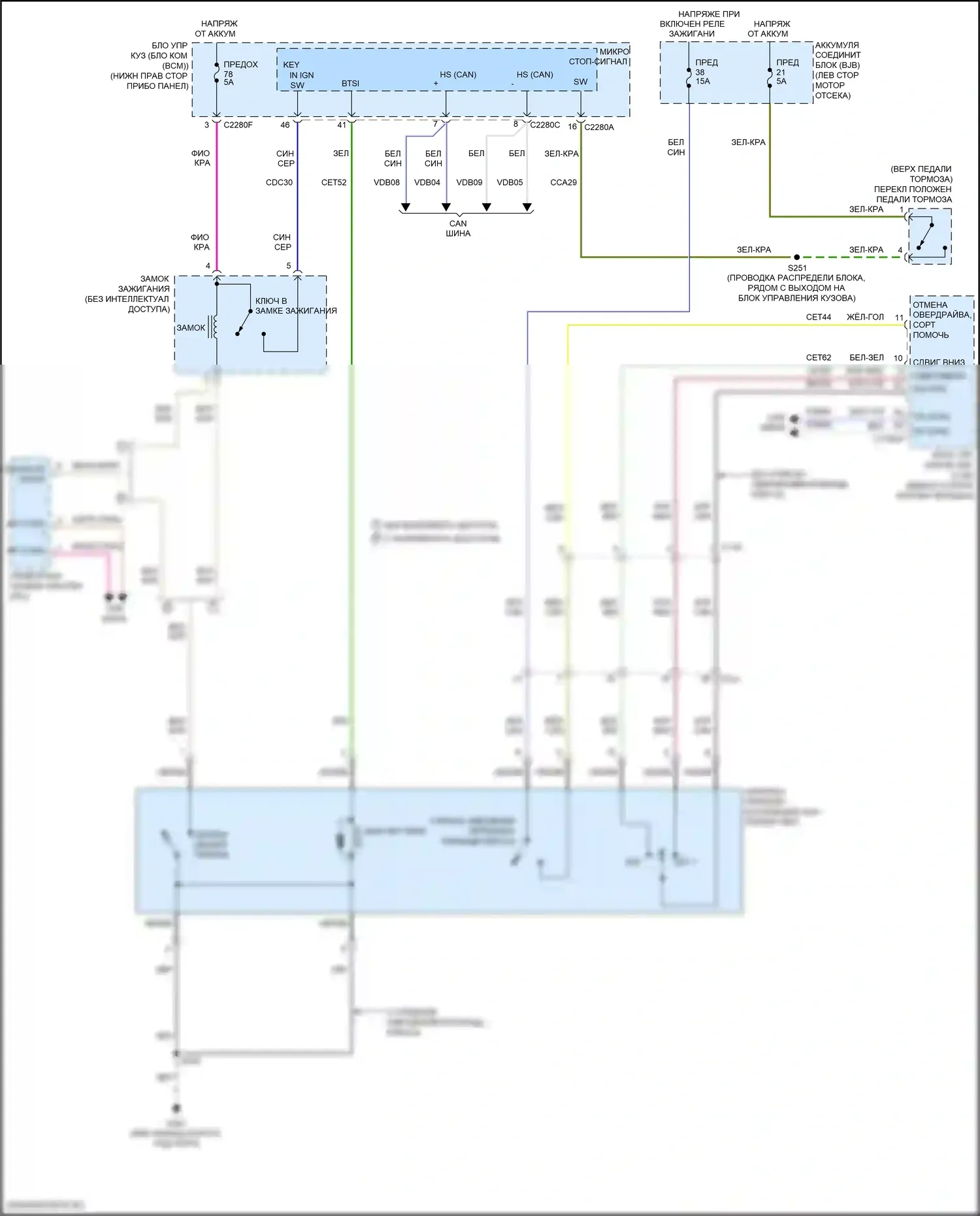 Focus ST Ford III рестайлинг (2015-2018): Электросхема блокировки селектора, кроме электрической 