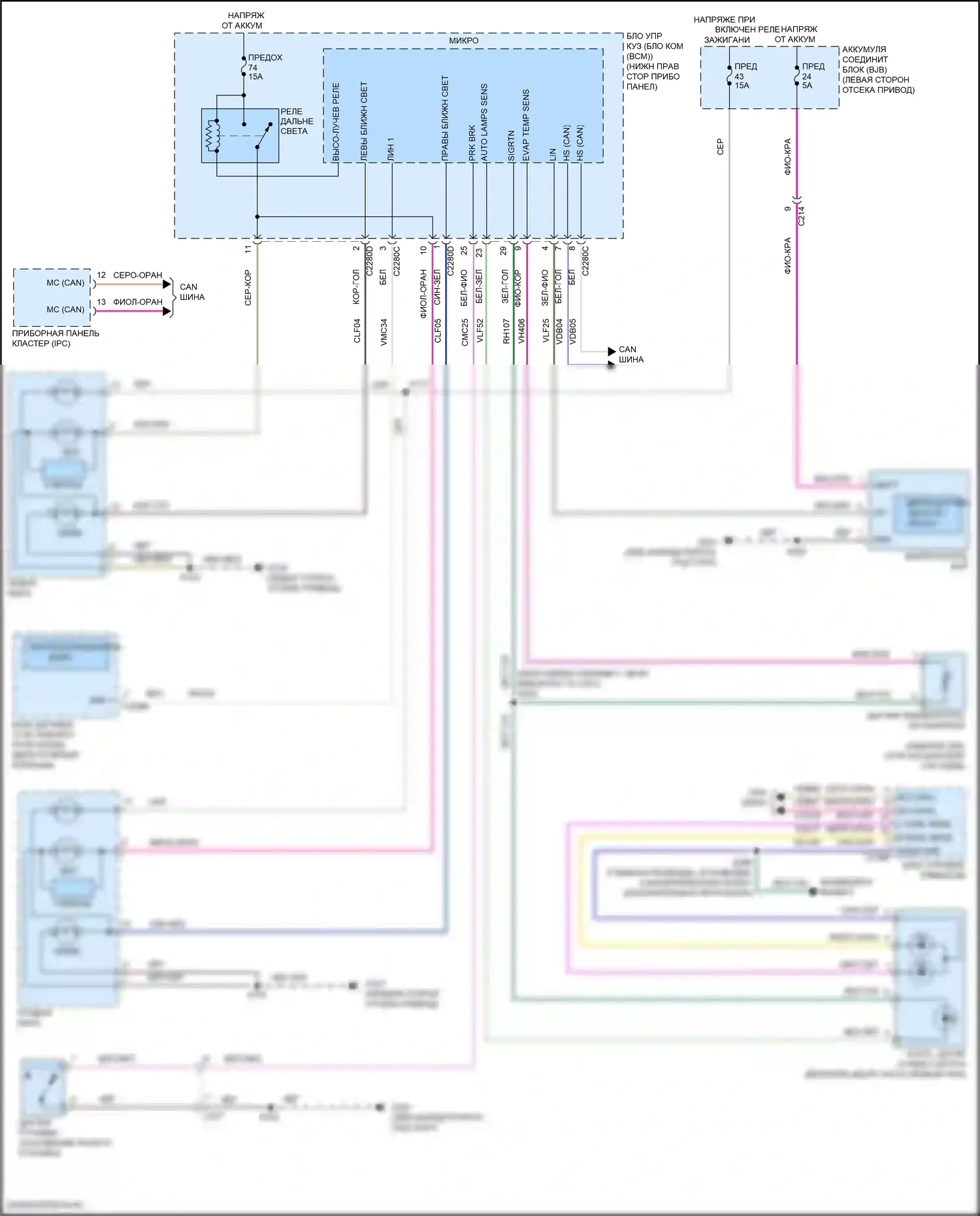 Focus ST Ford III рестайлинг (2015-2018): Электросхема фар, электрическая 