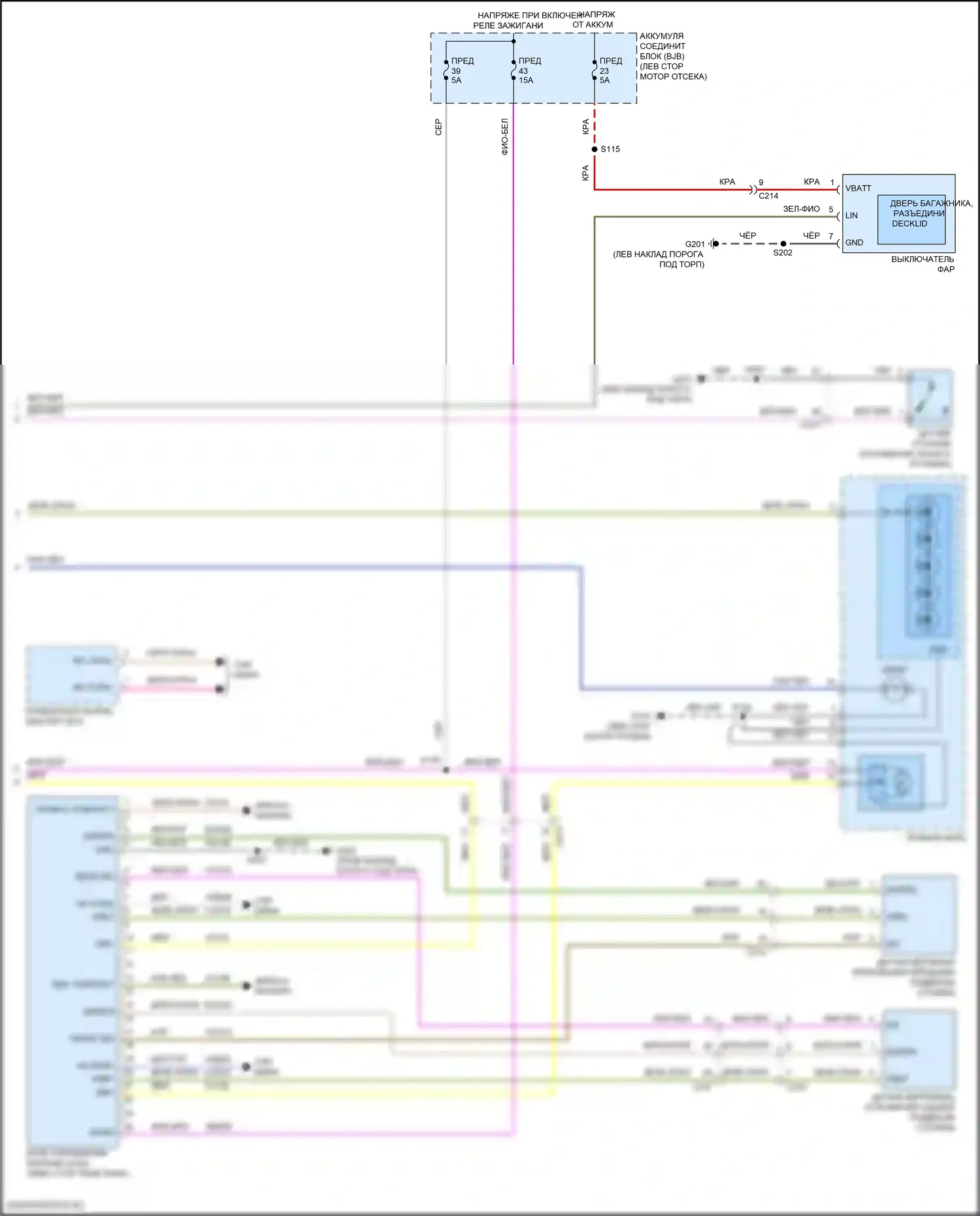 Focus ST Ford III рестайлинг (2015-2018): Электросхема фар, rs с бензиновыми разрядными фарами высокой интенсивности (2 из 2) 