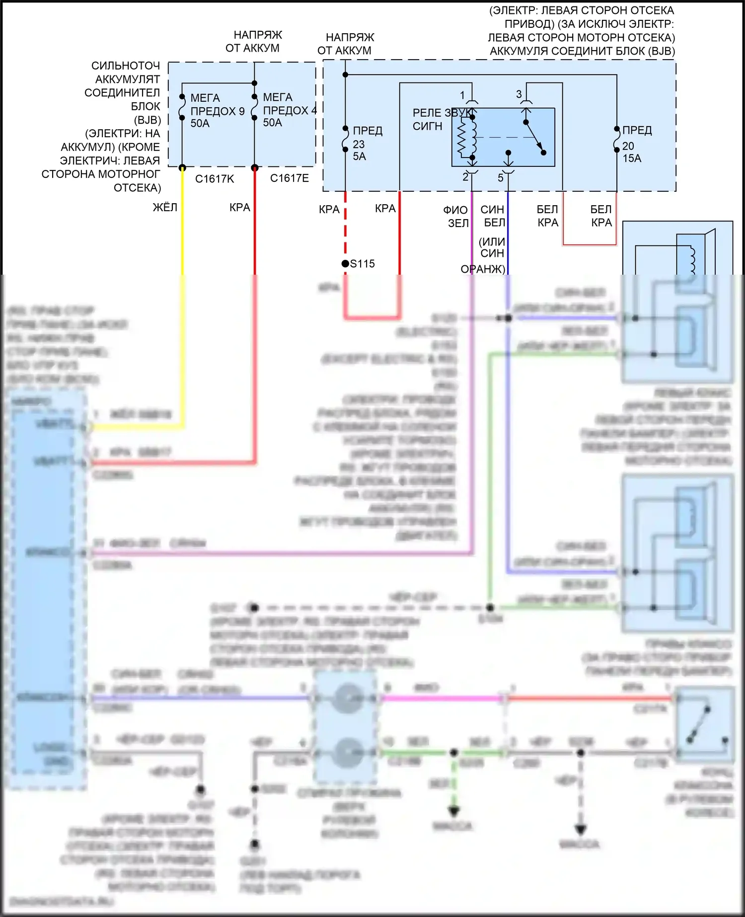 Focus ST Ford III рестайлинг (2015-2018): Электросхема клаксона 