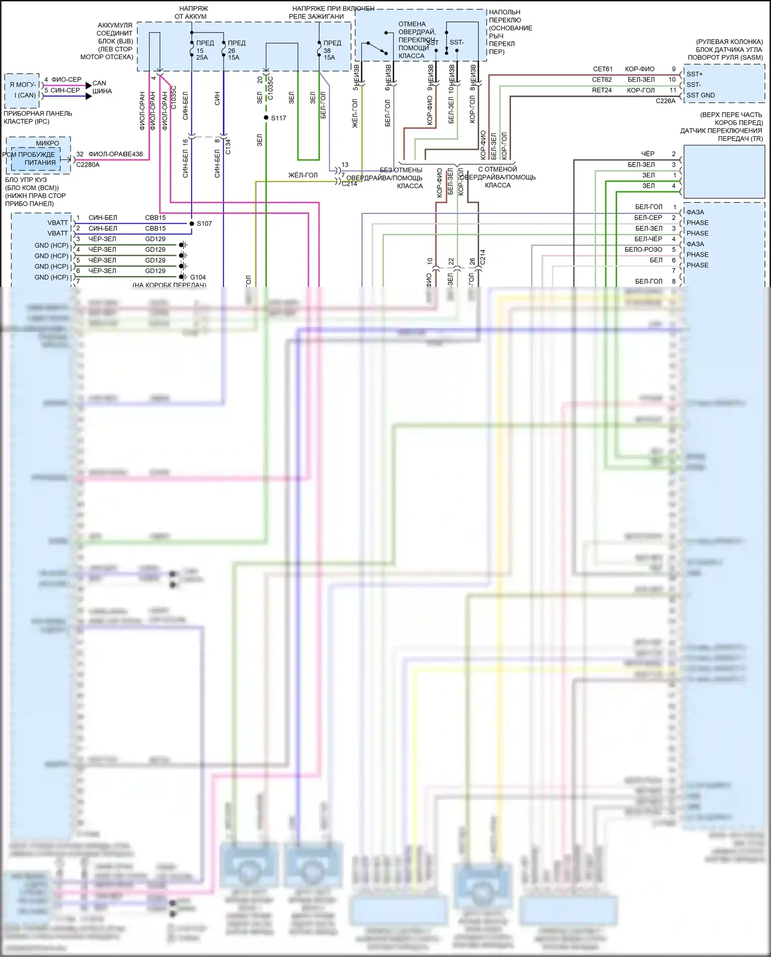 Focus ST Ford III рестайлинг (2015-2018): 2,0л турбо, электросхема автоматической коробки передач 