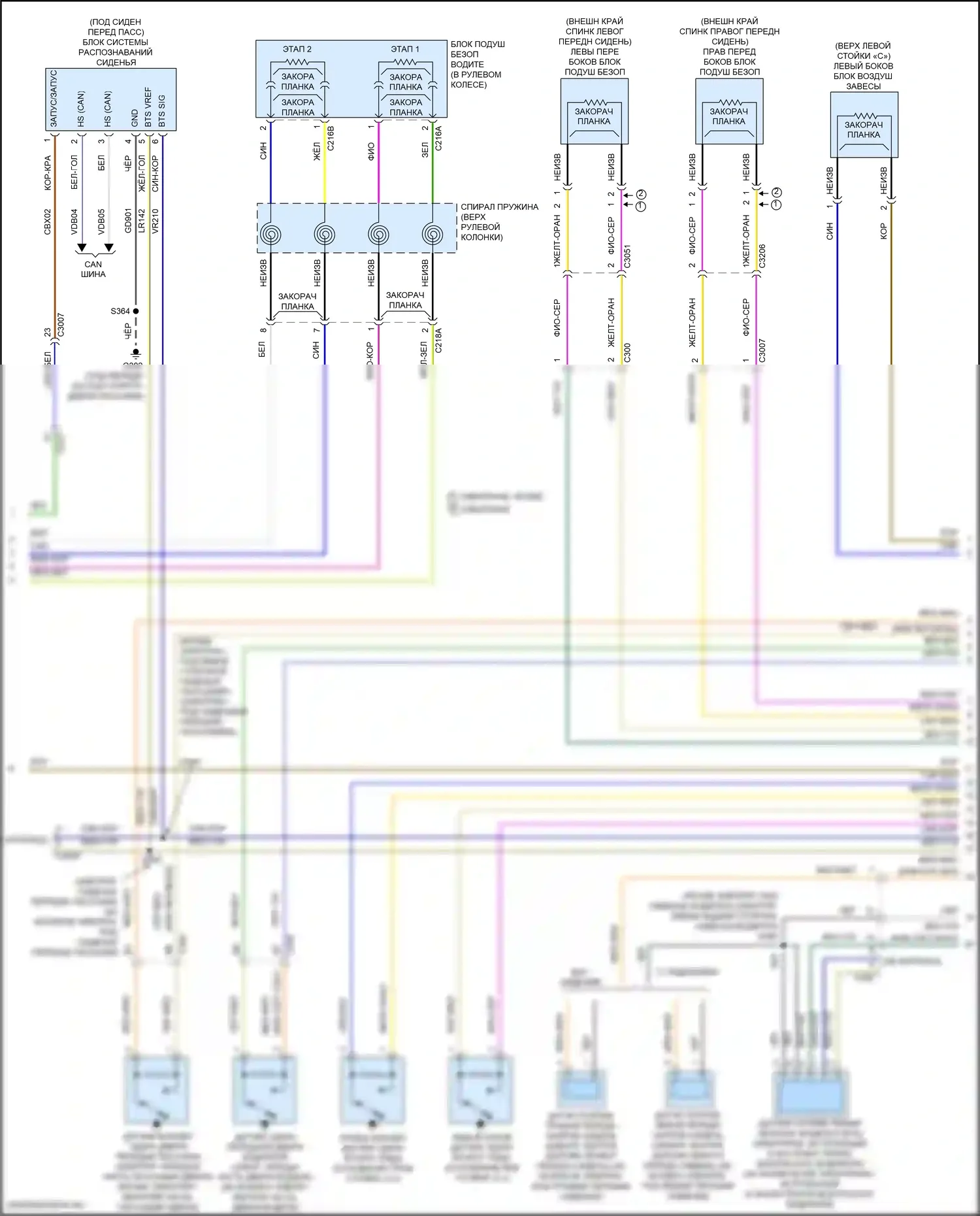 Focus ST Ford III рестайлинг (2015-2018): Электросхема подушек безопасности, кроме rs (2 из 3) 
