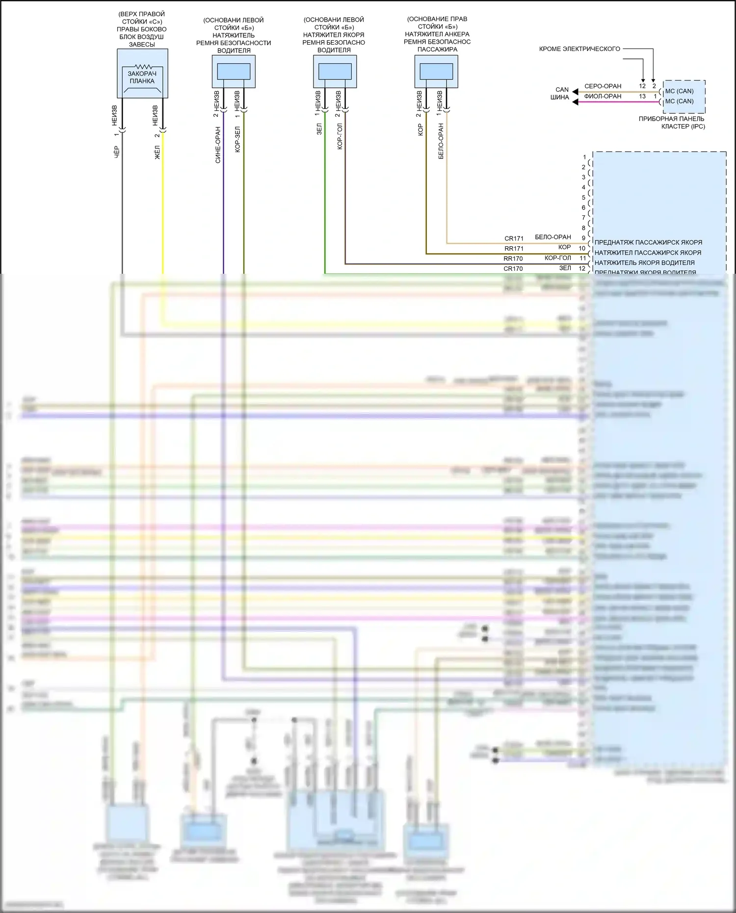 Focus ST Ford III рестайлинг (2015-2018): Электросхема подушек безопасности, кроме rs (3 из 3) 