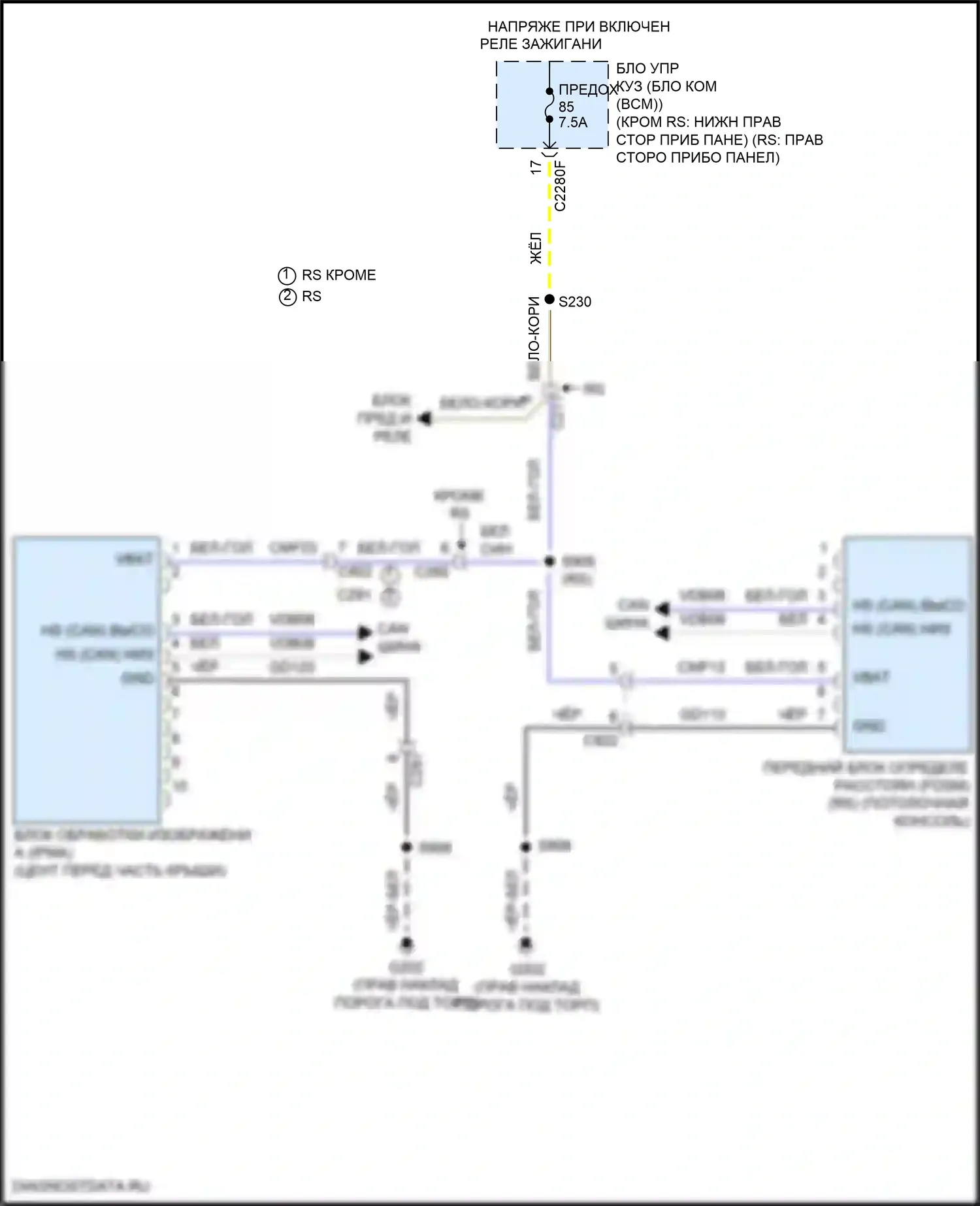 Focus ST Ford III рестайлинг (2015-2018): Электросхема сигнализации о выезде с полосы движения 
