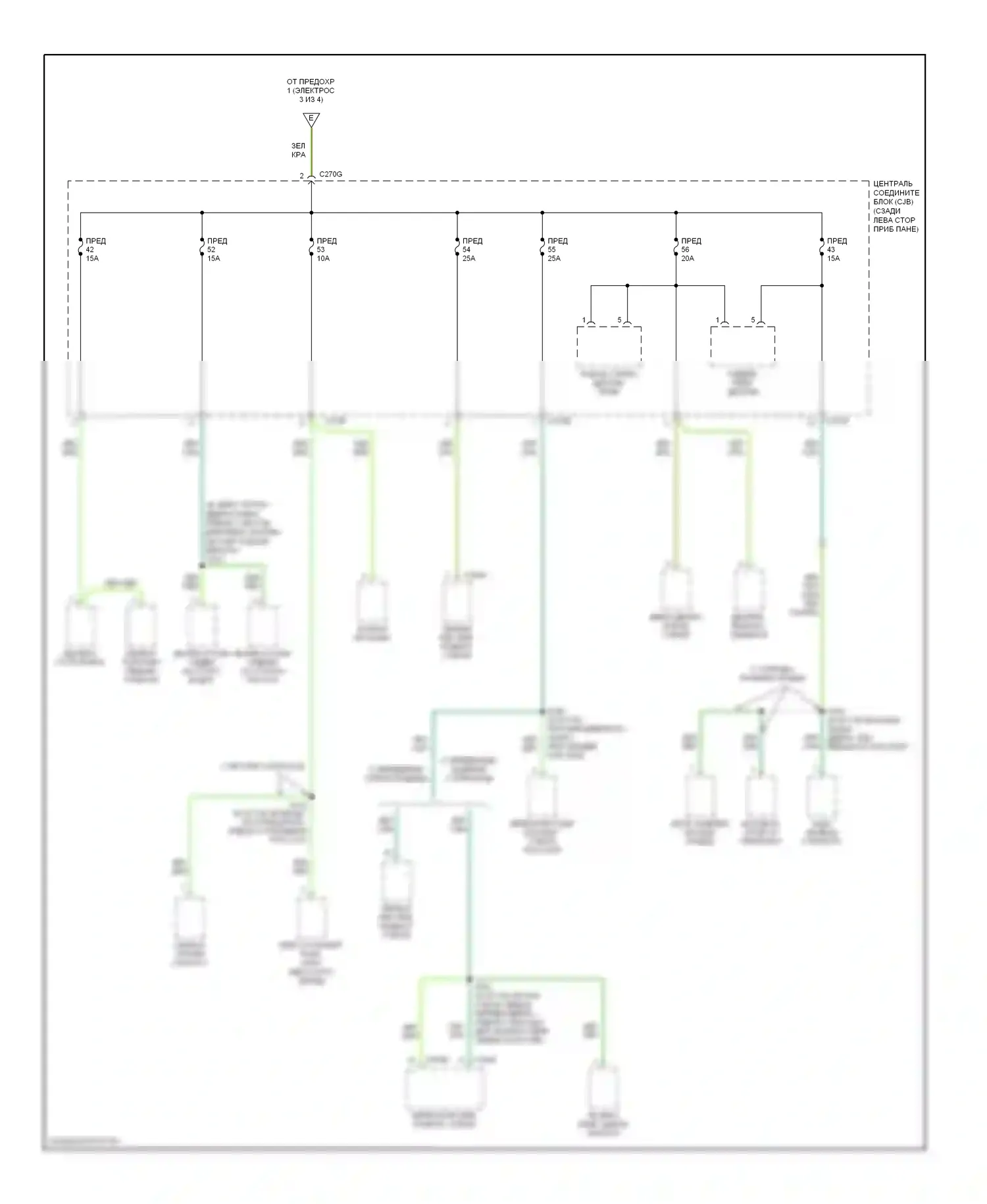 Focus Ford I рестайлинг (2001-2007): Электросхема блока предохранителей реле (4 из 4) 