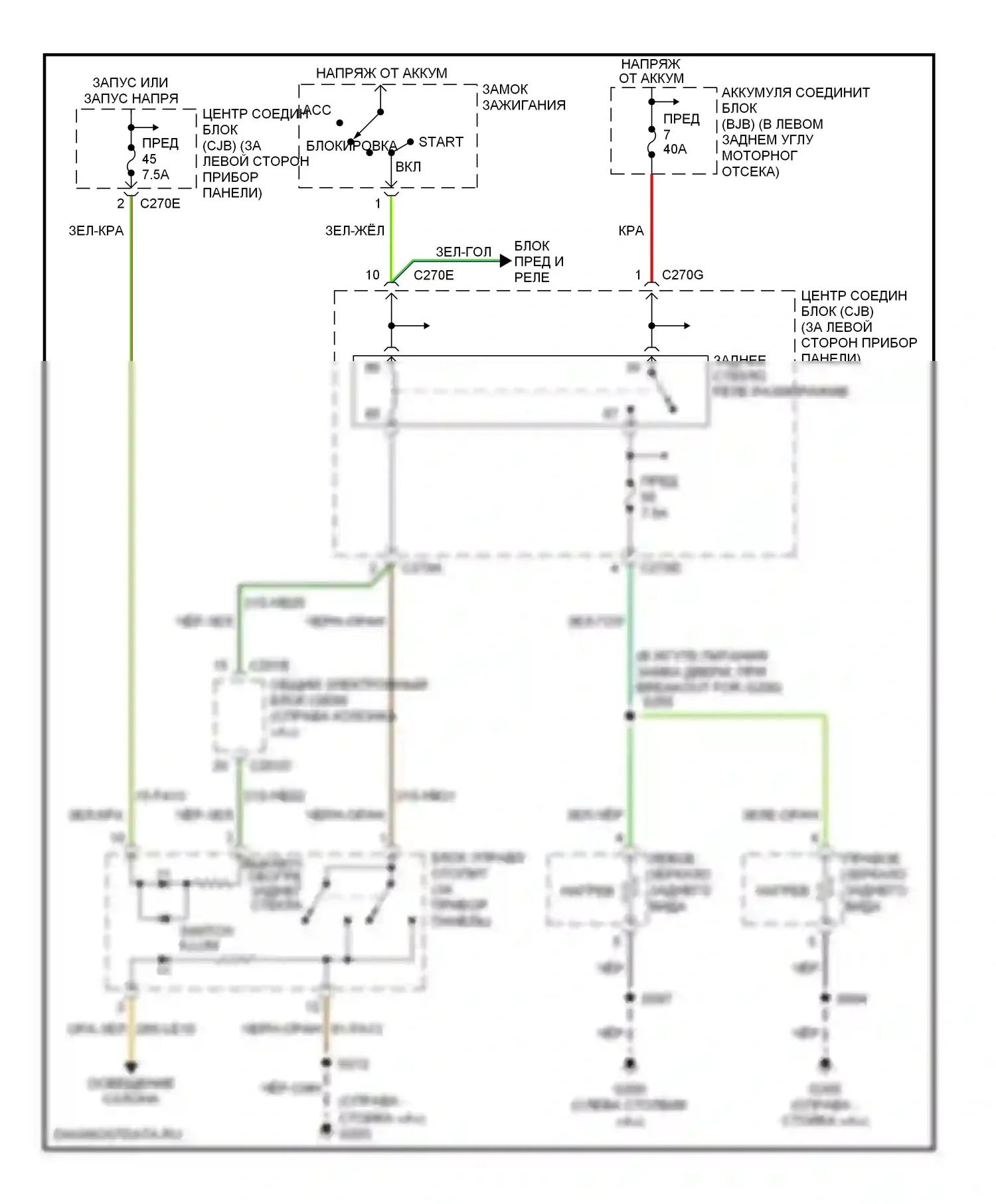 Focus Ford I рестайлинг (2001-2007): Электросхема обогреваемых зеркал 