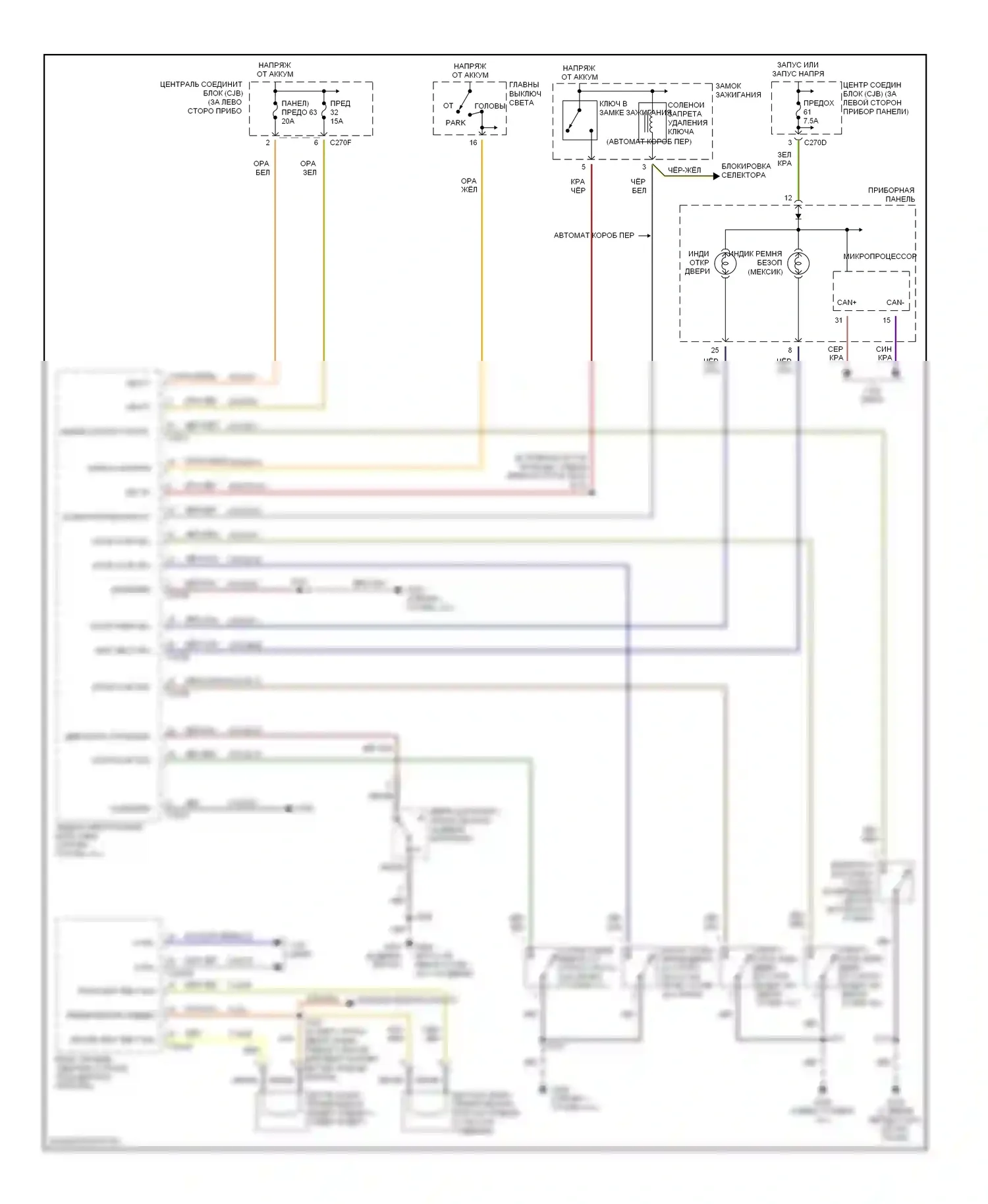 Focus Ford I рестайлинг (2001-2007): Электросхема помощников водителя 