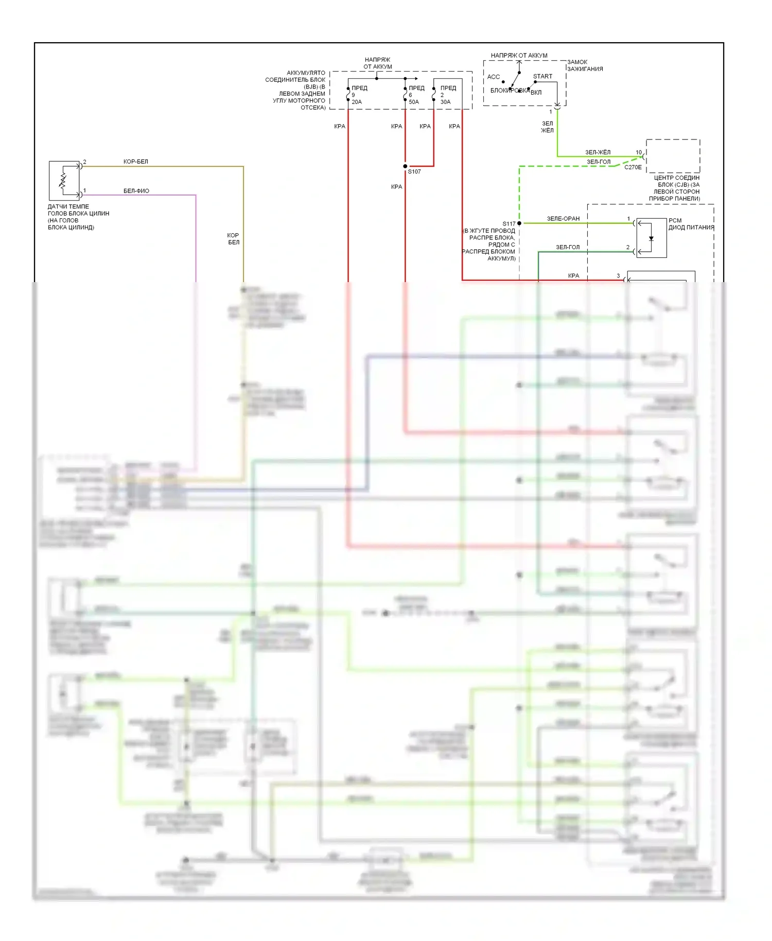 Focus Ford I рестайлинг (2001-2007): Электросхема вентилятора охлаждения 