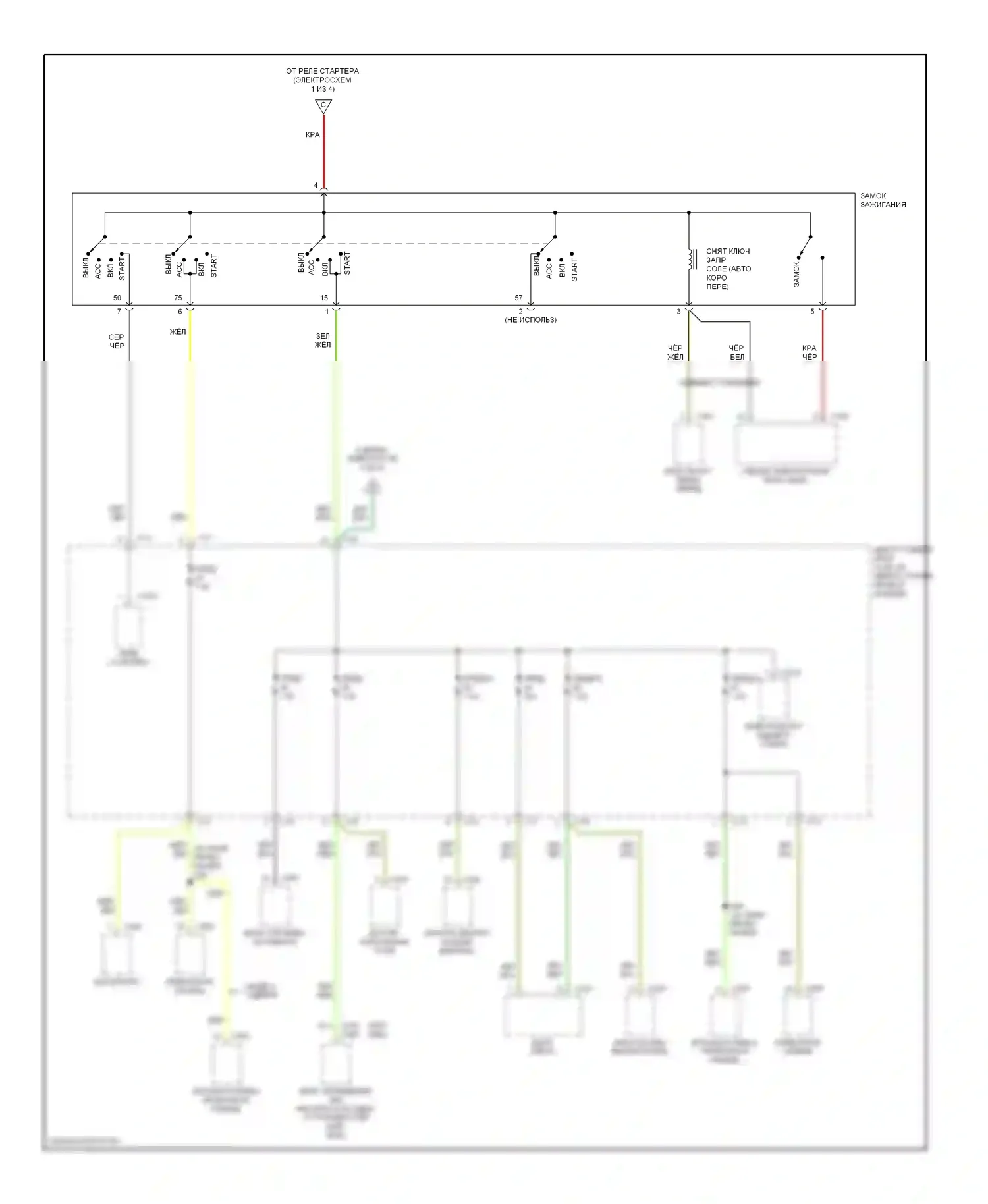 Focus Ford I (1998-2004): Электросхема блока предохранителей реле (2 из 4) 