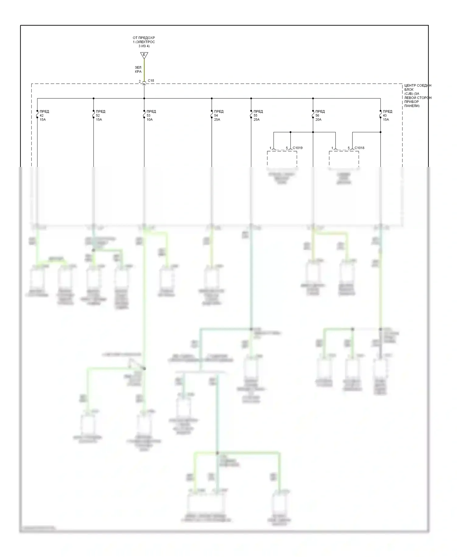 Focus Ford I (1998-2004): Электросхема блока предохранителей реле (4 из 4) 