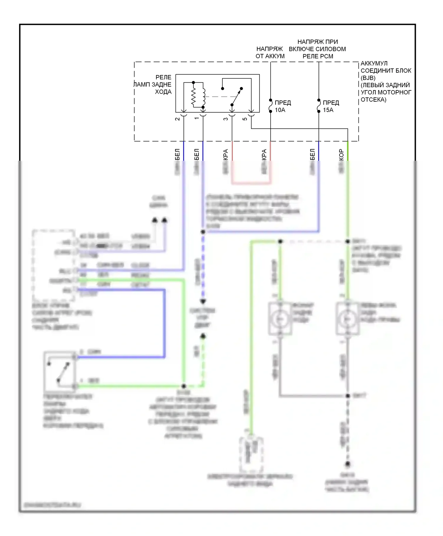 Focus Ford II рестайлинг (2007-2011): Электросхема резервных ламп, мкп 