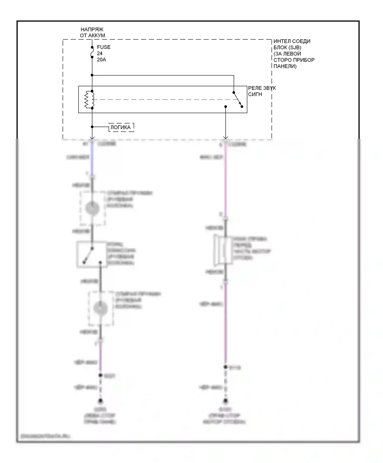 Focus Ford II рестайлинг (2007-2011): Электросхема клаксона 