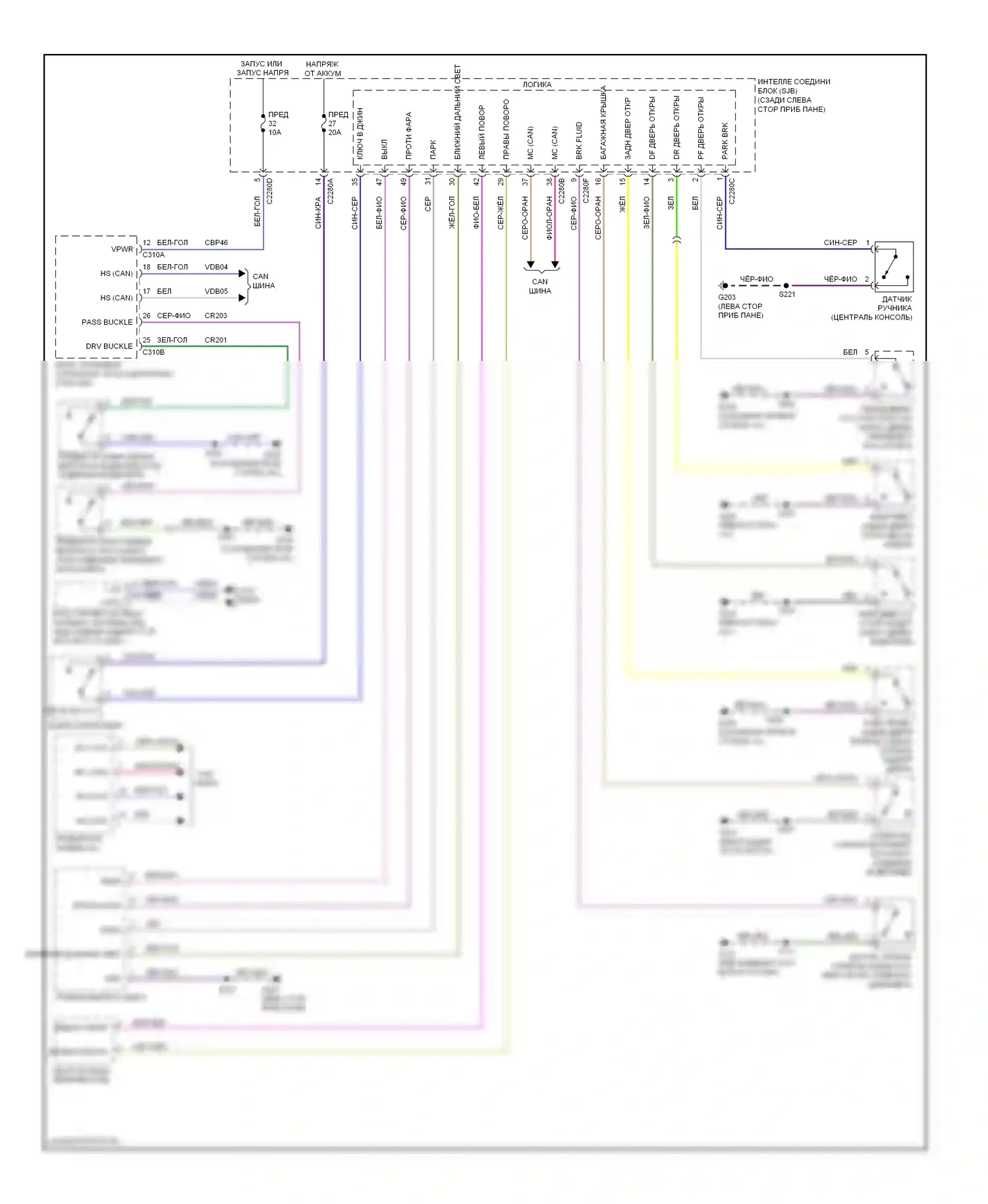 Focus Ford II рестайлинг (2007-2011): Электросхема помощников водителя 