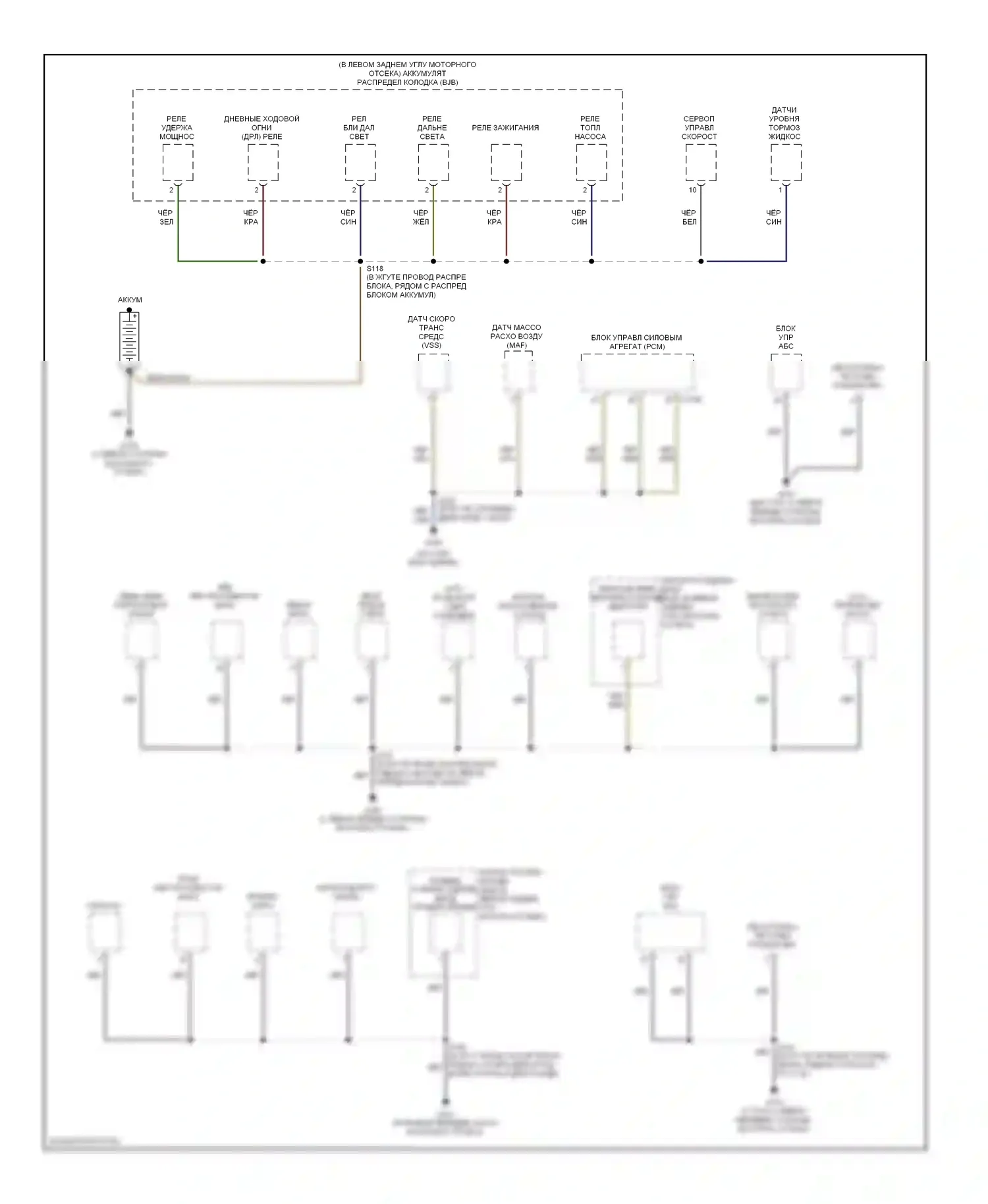 Focus Ford II (2005-2008): Электросхема точек подключения масс (1 из 4) 
