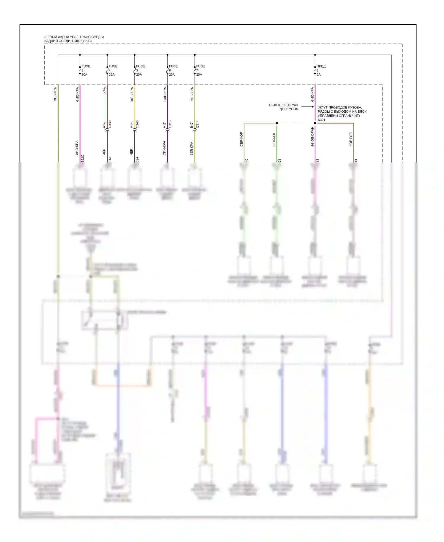 Focus Ford III (2011-2015): Электросхема блока предохранителей реле, кроме электрического (6 из 6) 