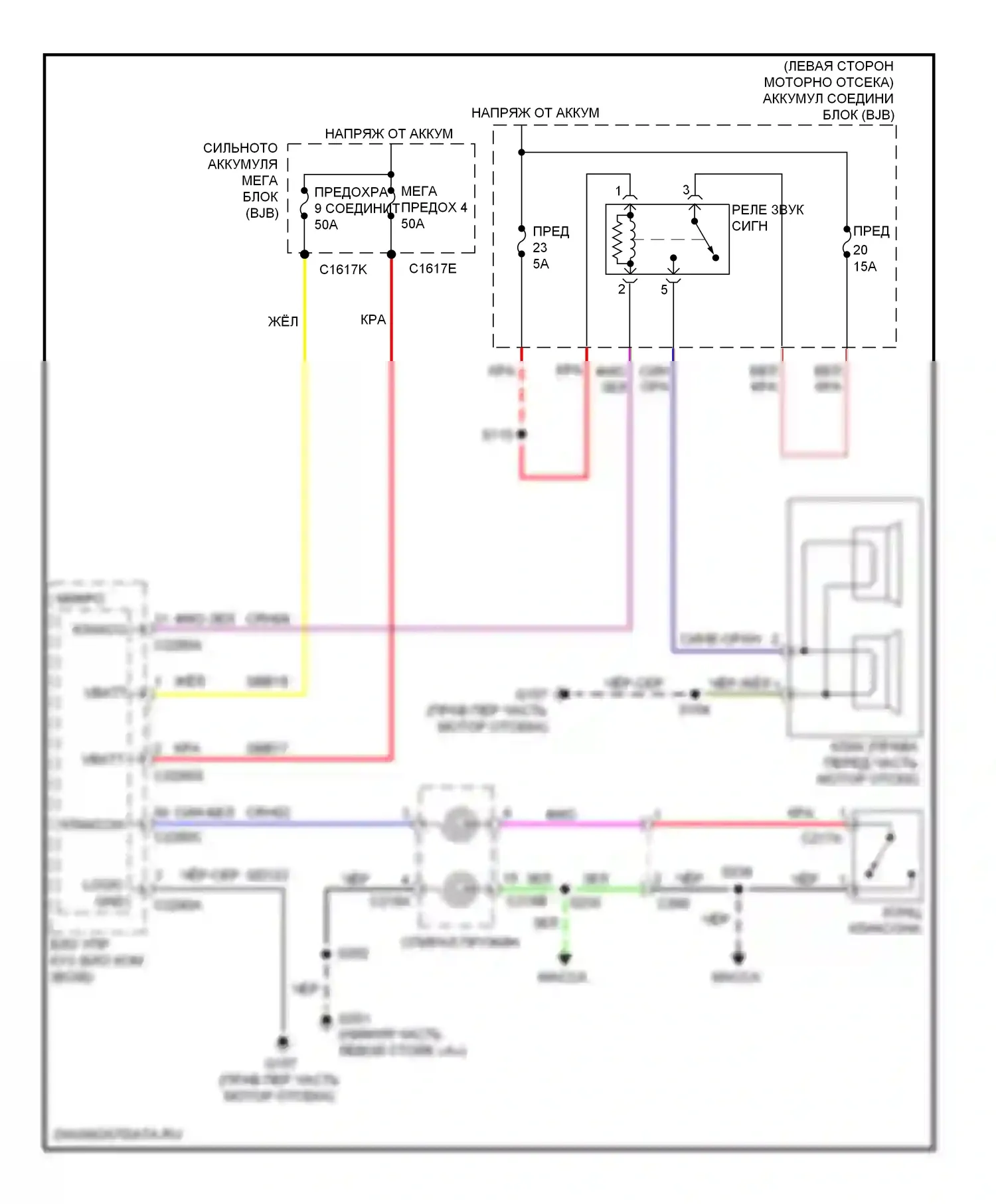 Focus Ford III (2011-2015): Электросхема клаксона, кроме электрического 