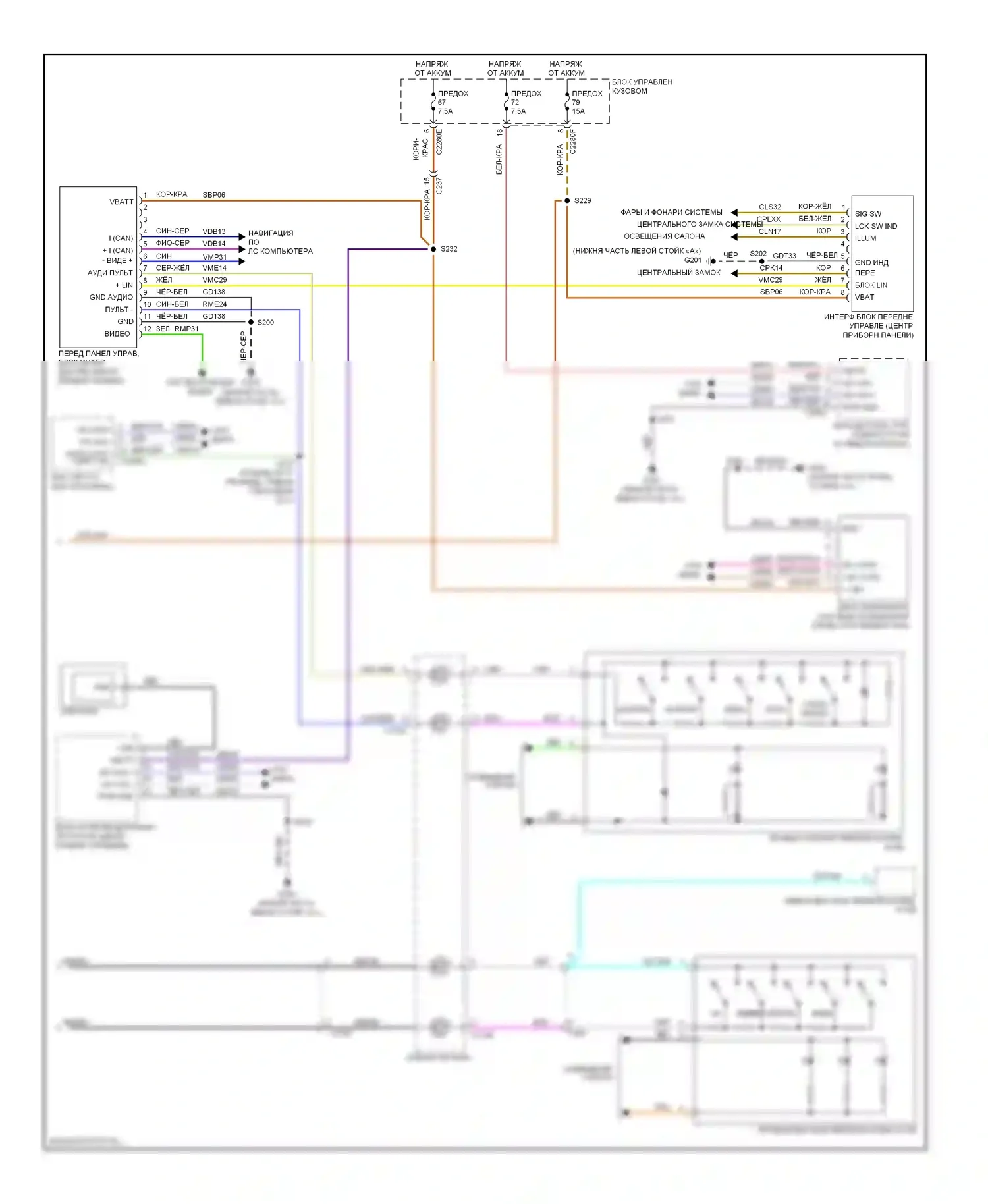 Focus Ford III (2011-2015): Электросхема магнитолы премиум-класса, кроме электрической (2 из 2) 