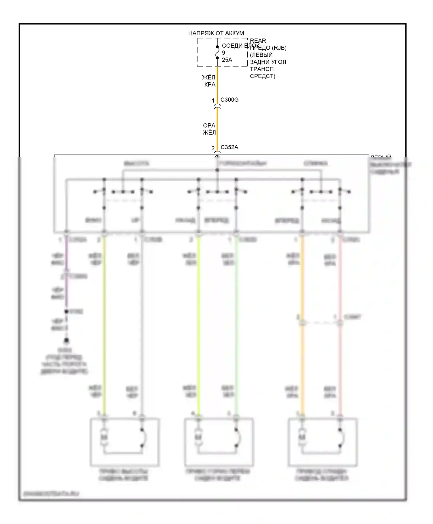 Focus Ford III (2011-2015): Электросхема сидений, электрическая 