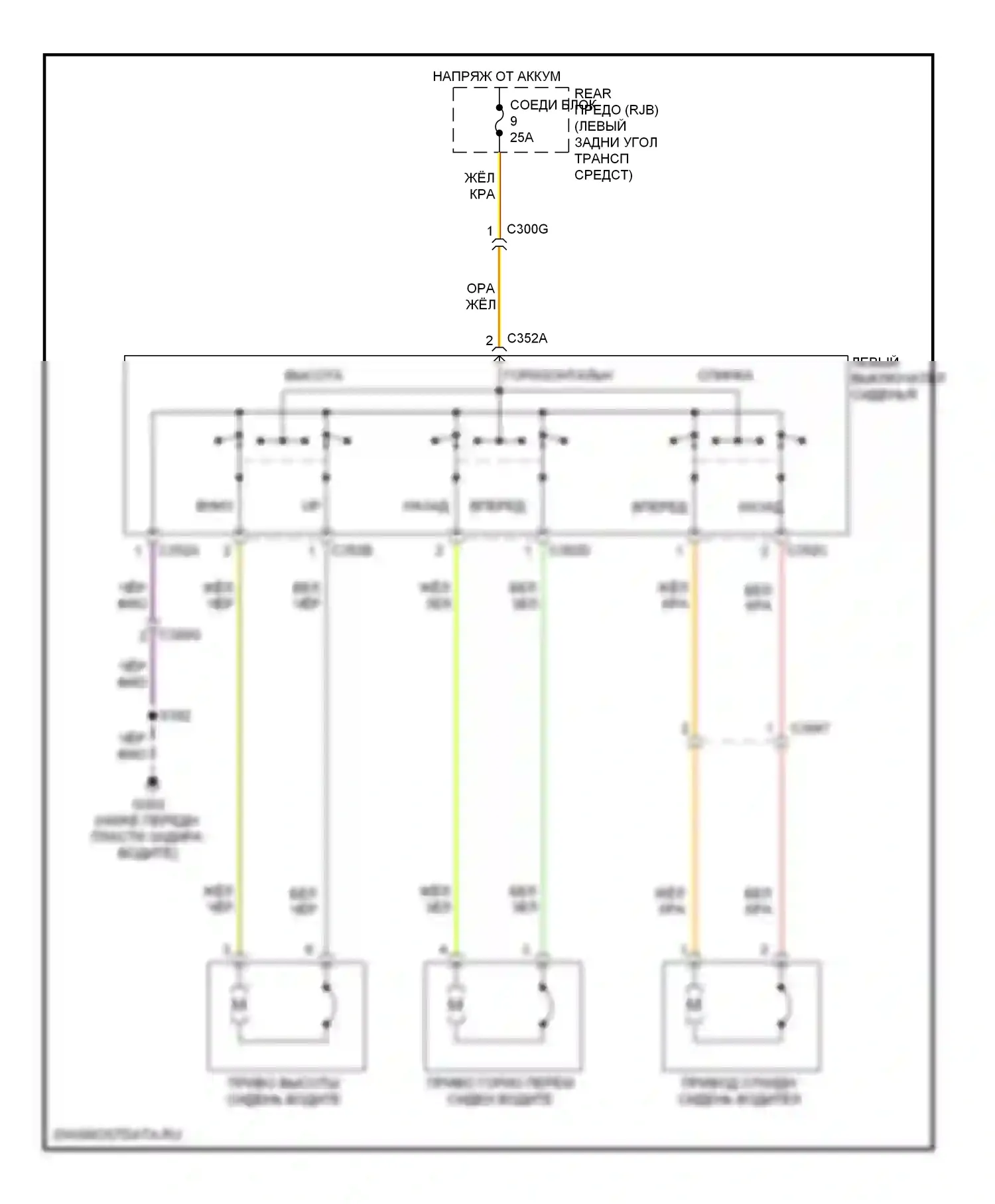 Focus Ford III (2011-2015): Электросхема сидений, кроме электрических 